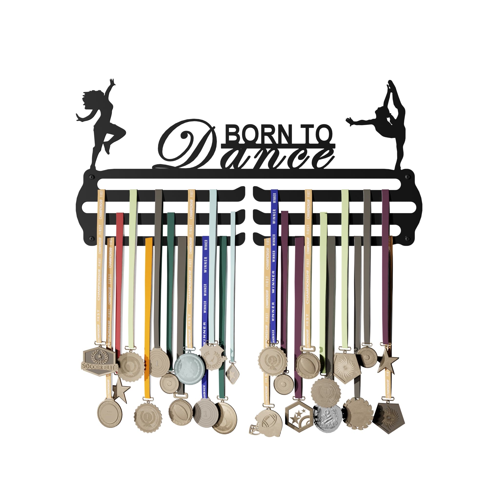 Born To Dance - Hang up to 60+ Medals - Steel (48 * 30 CM) - Glory Medal Hangers Wall Display | Black, Glossy Finish (Copy) (Copy)