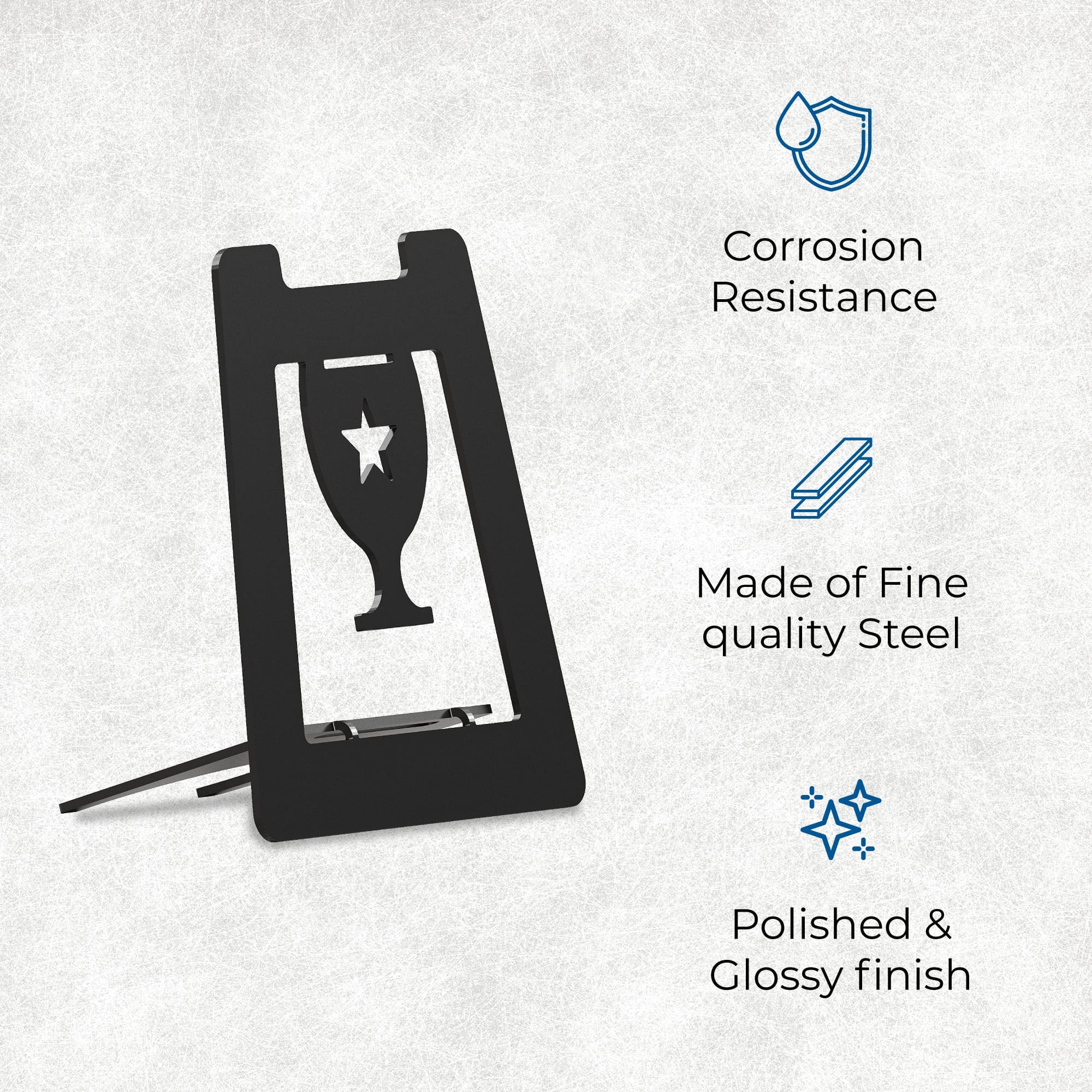 Single Special Medal Table Top Display Holder - Black Metal Glossy Finish