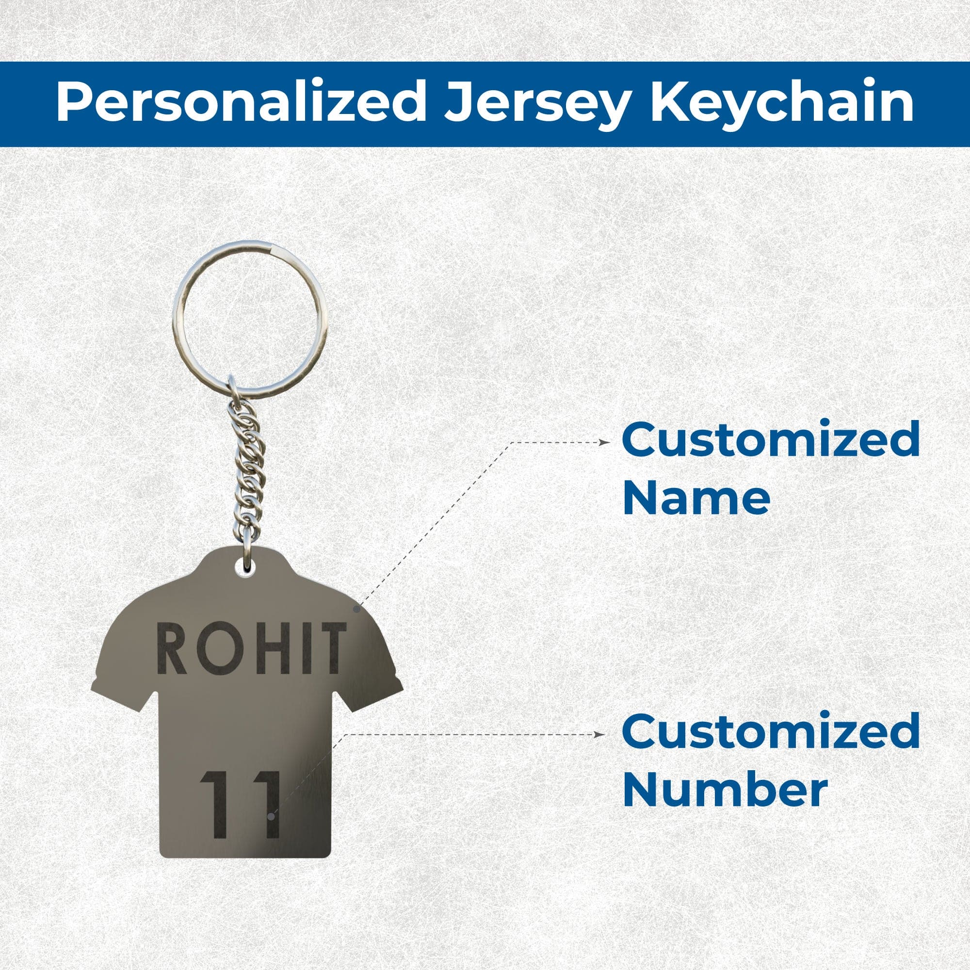 Glory Customized Sports Jersey Metal Keychains | Custom Name & Number | Gift for Sports persons | Stainless Steel