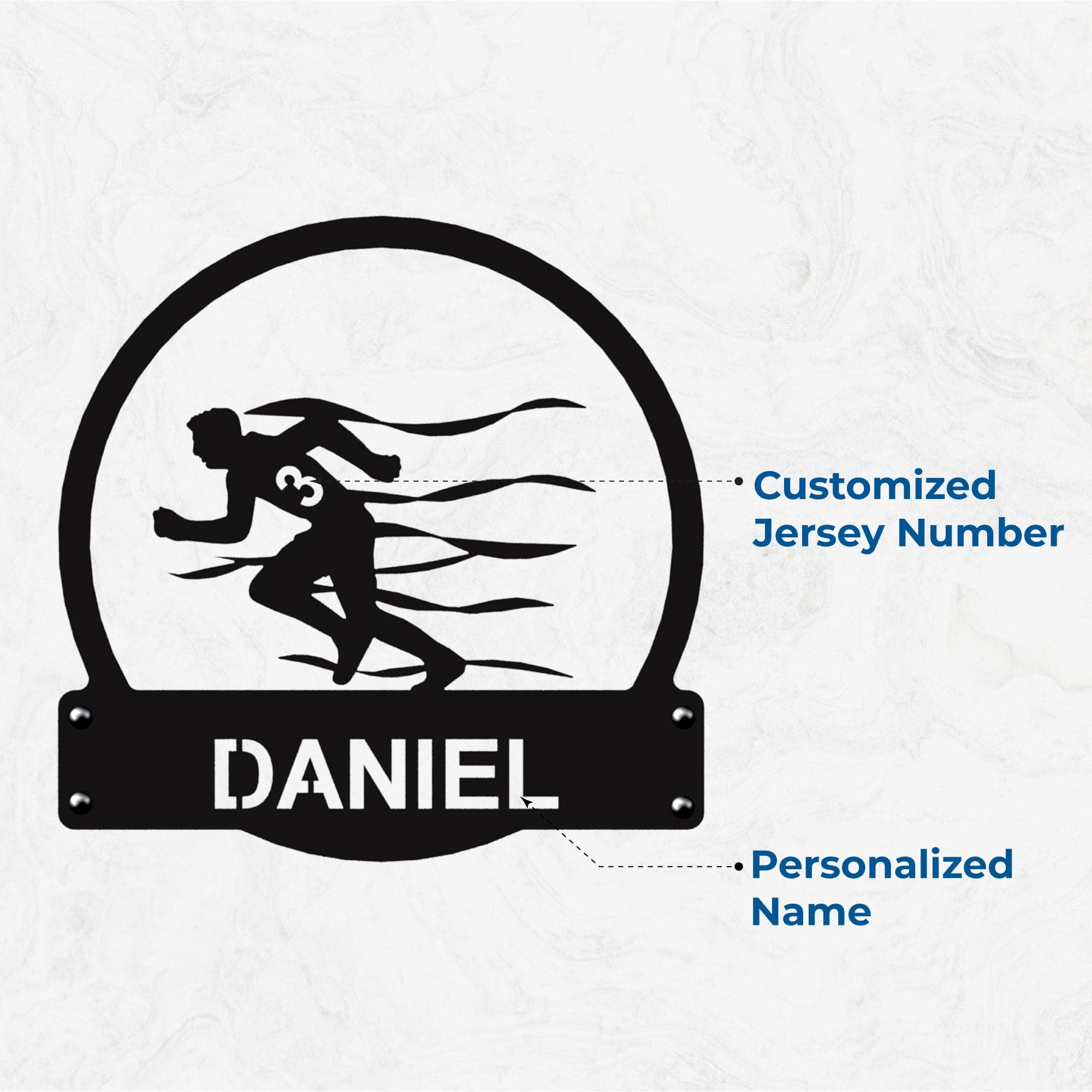 Personalized Sports Wall Art | Monogram | Black Glossy Finish