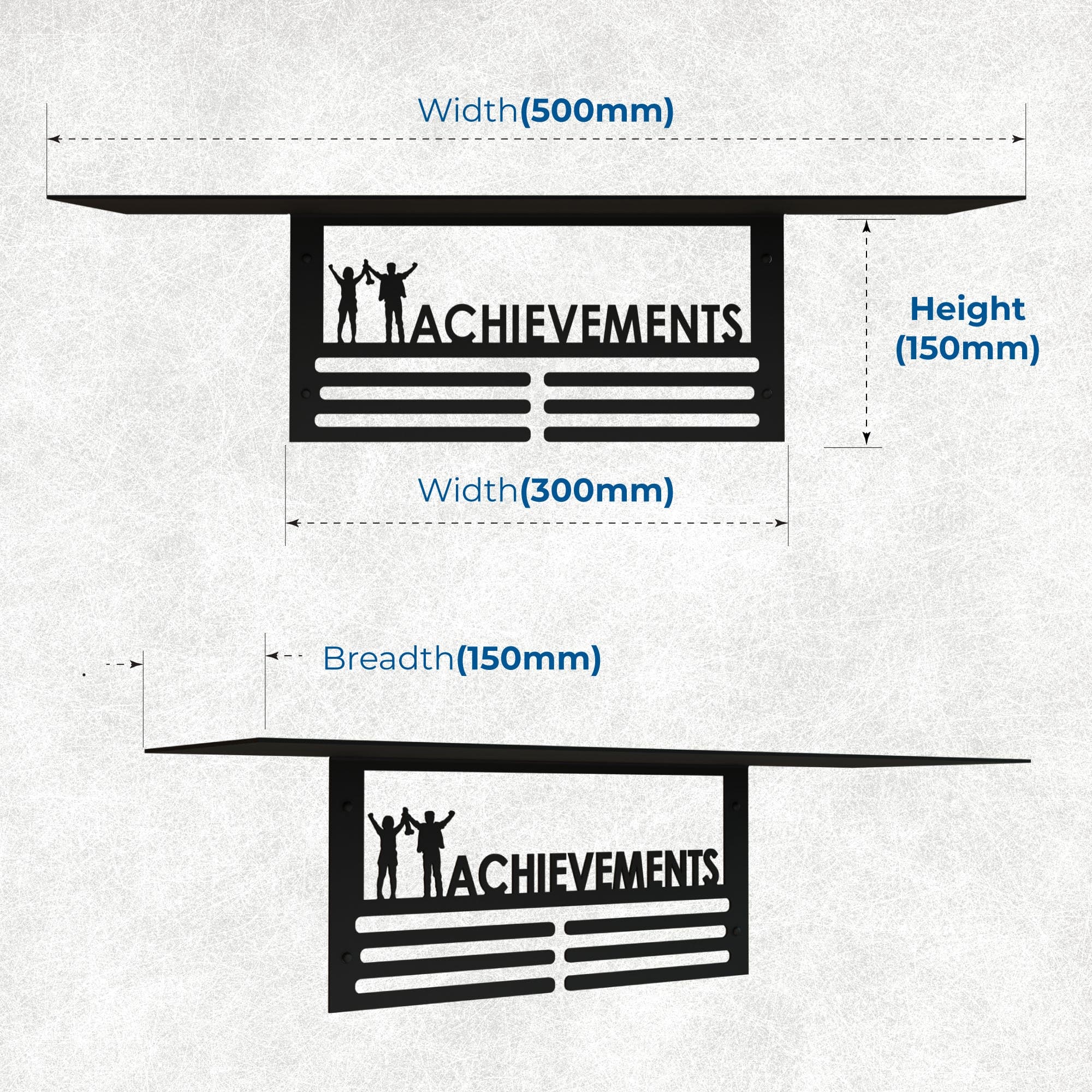 Trophy Rack with Medal Hanger - Achievement – Holds Up to 8 Trophies and 30 Medals – Glossy Black Finish – Metal Display for Sports Achievements – Perfect for Homes, Schools, and Sports Clubs