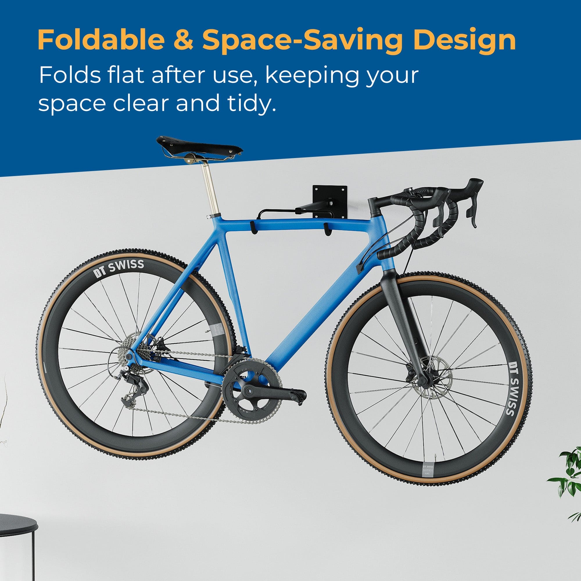 Glory Medal Hangers Foldable Bicycle Wall Mount - Indoor Storage - Heavy-Duty Steel - Holds up to 15 kg