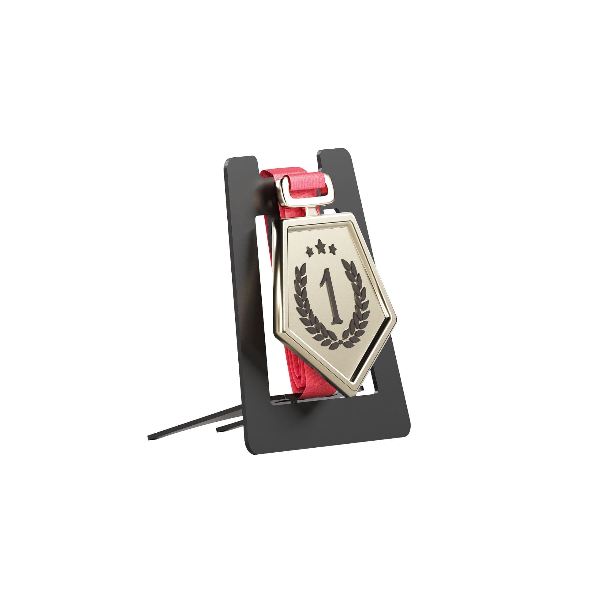Single Special Medal Table Top Display Holder - Black Metal Glossy Finish