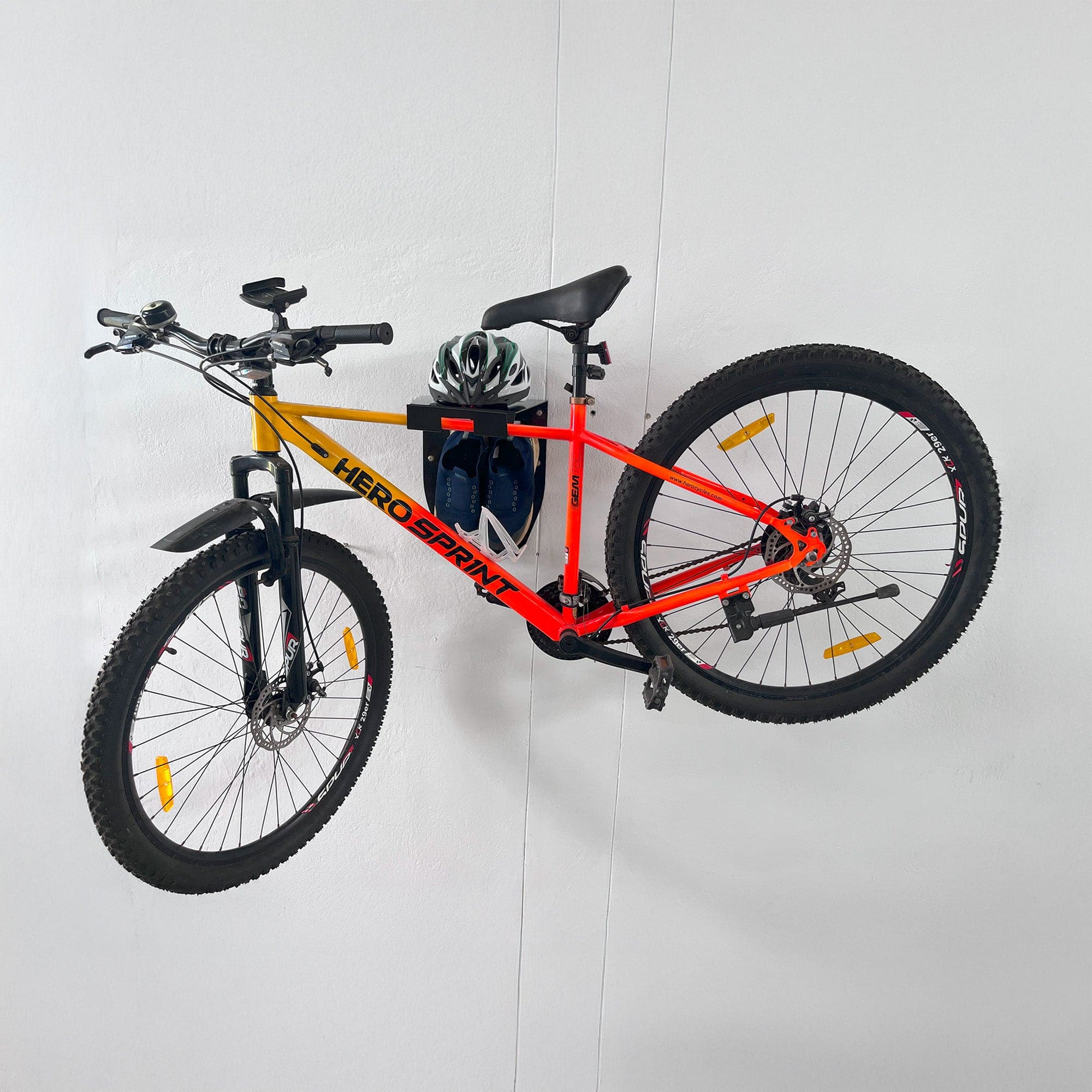 Glory Bicycle Wall Mount with Shelf - Cycling Indoor Bike Storage | Organise Helmet, Sun Glass, Shoe.