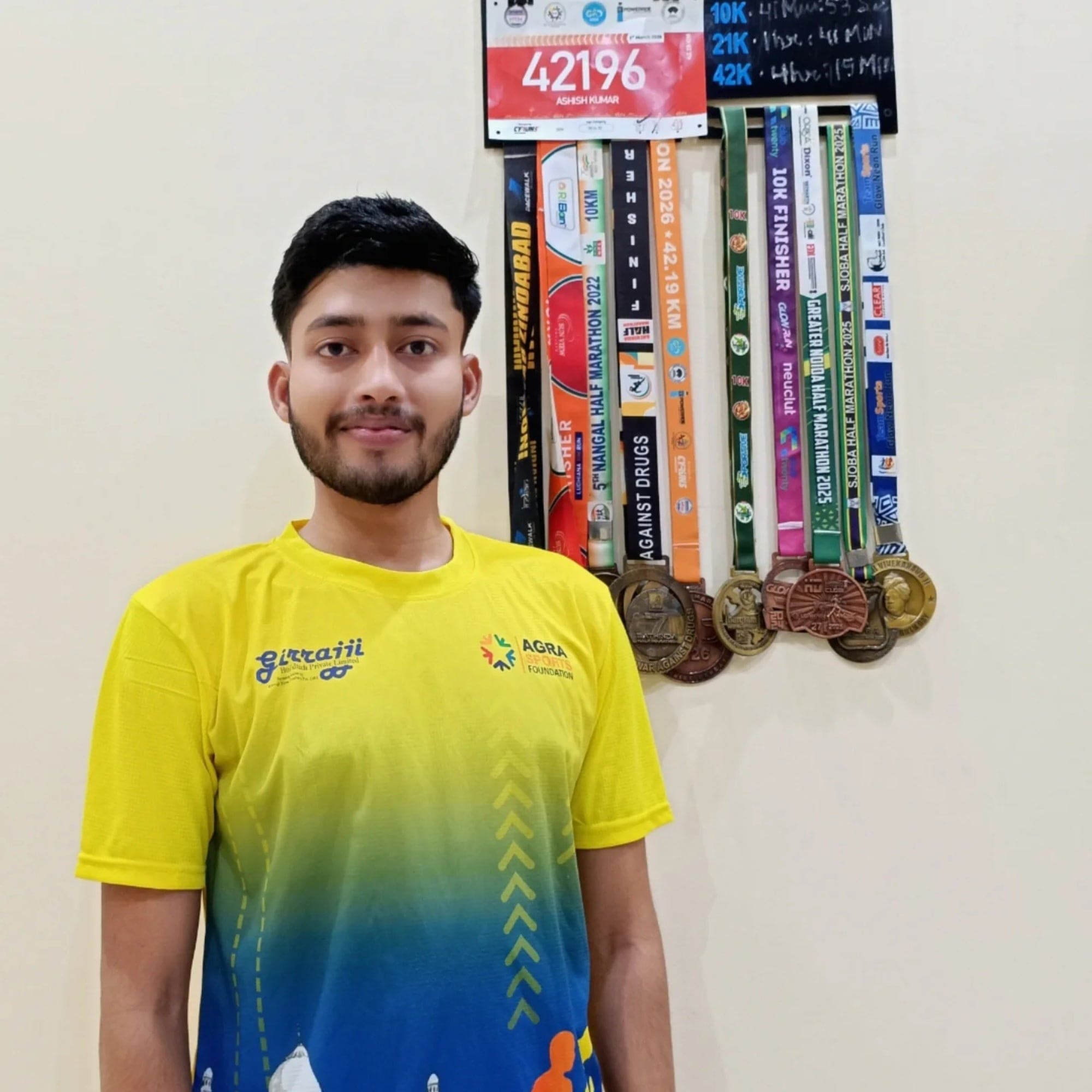 Personalized Marathon Bib & Medal Display Board | Running & Sports Achievement Holder | Hold Upto 40 Medals