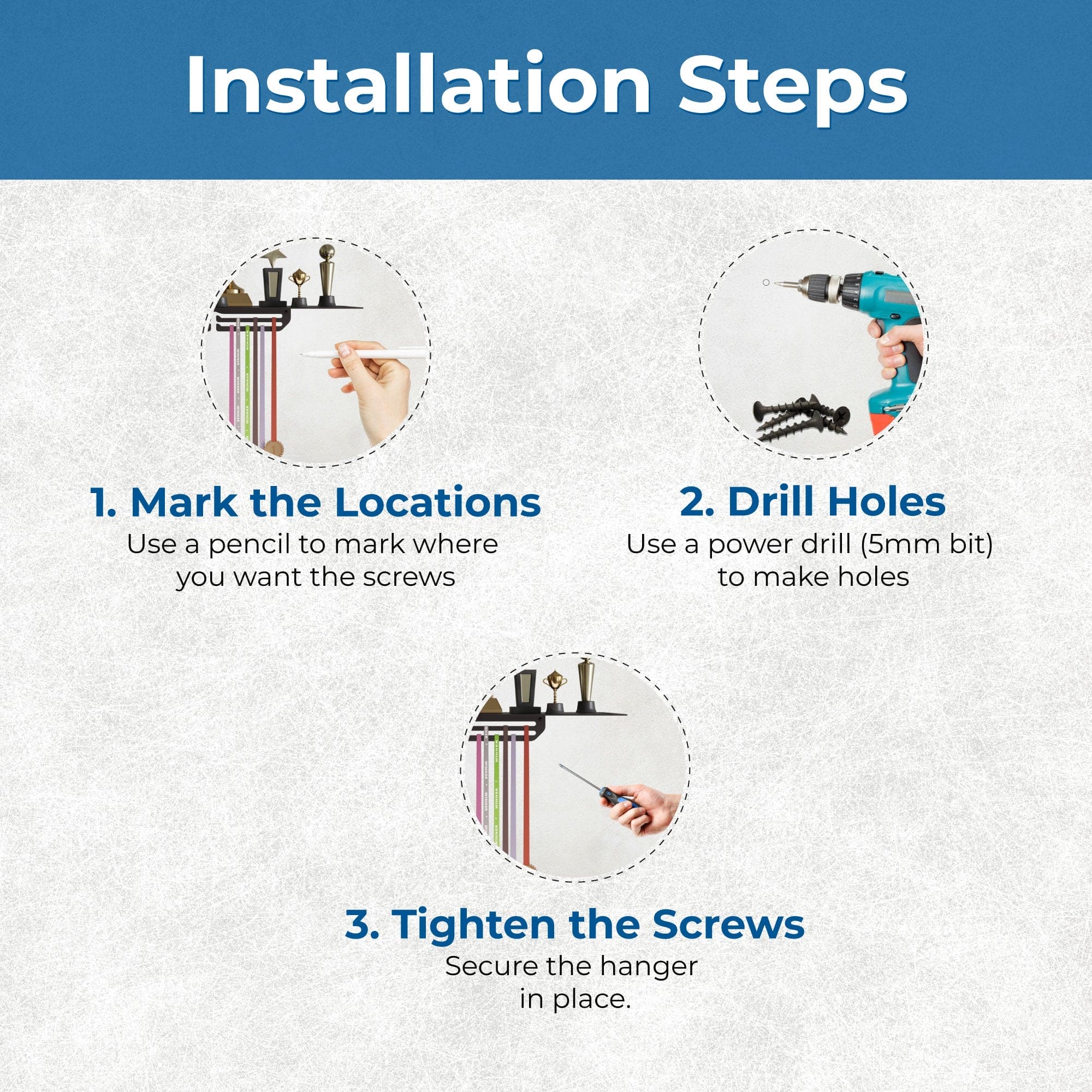 Large Trophy Rack with Medal Hanger