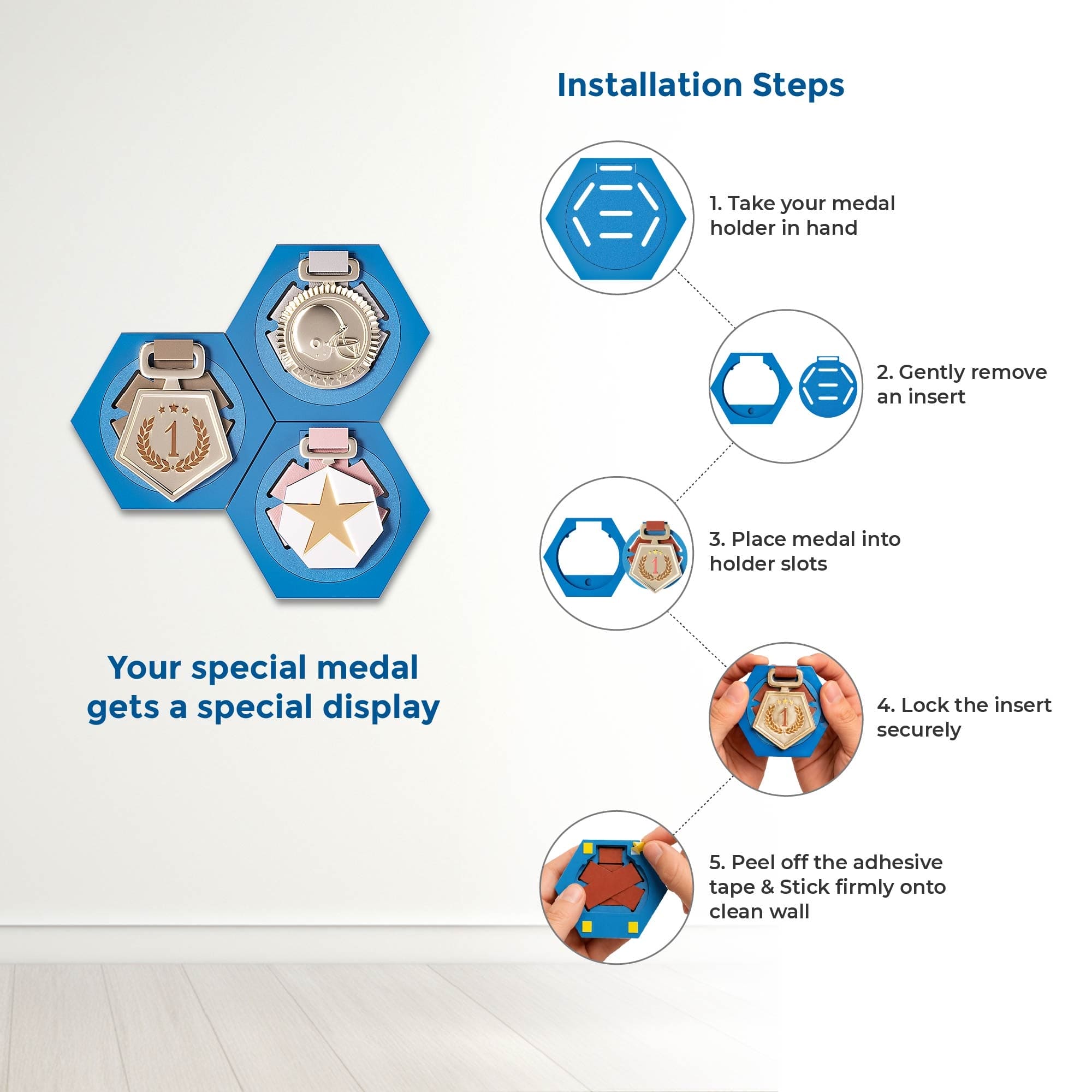 Glory Medal Hangers Special Hexagon Single Medal Holder | Special Medal Holder