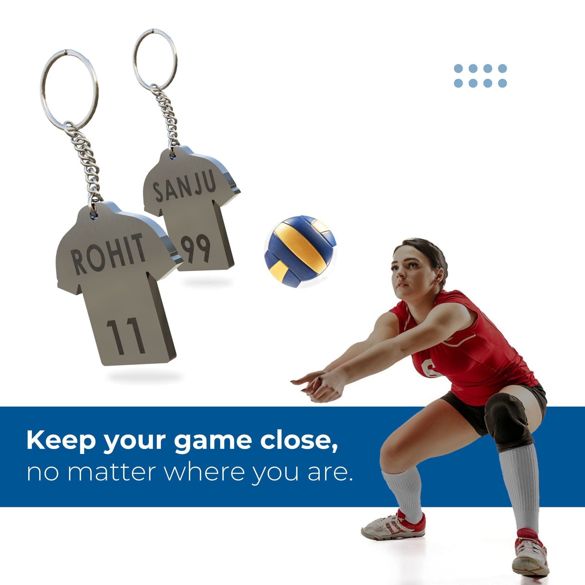 Glory Customized Sports Jersey Metal Keychains | Custom Name & Number | Gift for Sports persons | Stainless Steel