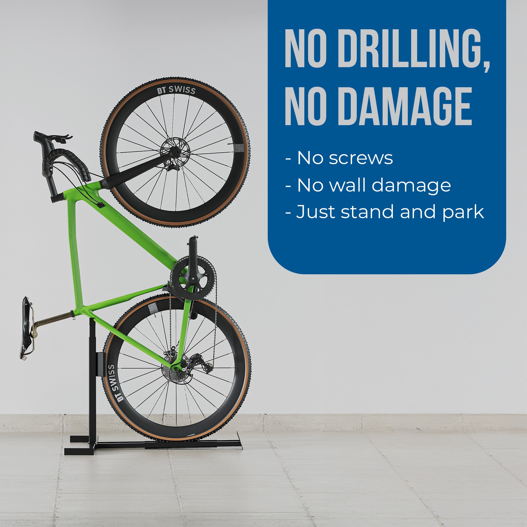 Vertical Bicycle Floor Stand – Non Screwable Indoor/Outdoor Bike Storage – For Home, Apartment, Garage (Max 25kg)