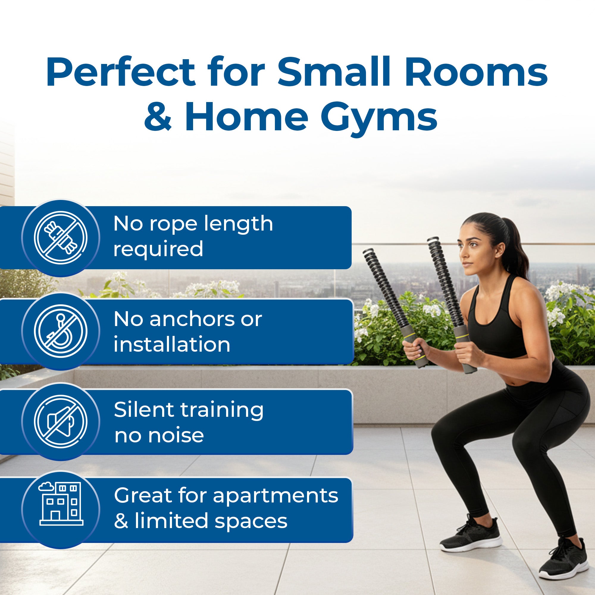 Glory Ropeless Spring Battle Rope Set of 2 – Portable Full Body Trainer for Strength, Cardio, HIIT & Muscle Building | Ideal for Small Rooms & Home Gyms Workouts