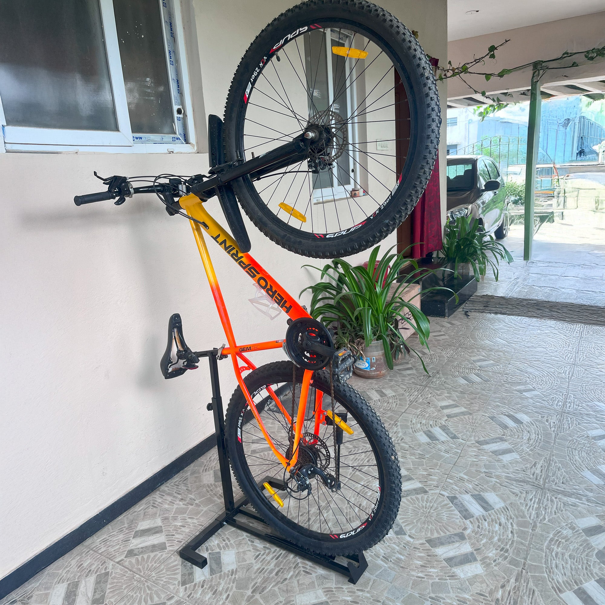 Vertical Bicycle Floor Stand – Non Screwable Indoor/Outdoor Bike Storage – For Home, Apartment, Garage (Max 25kg)