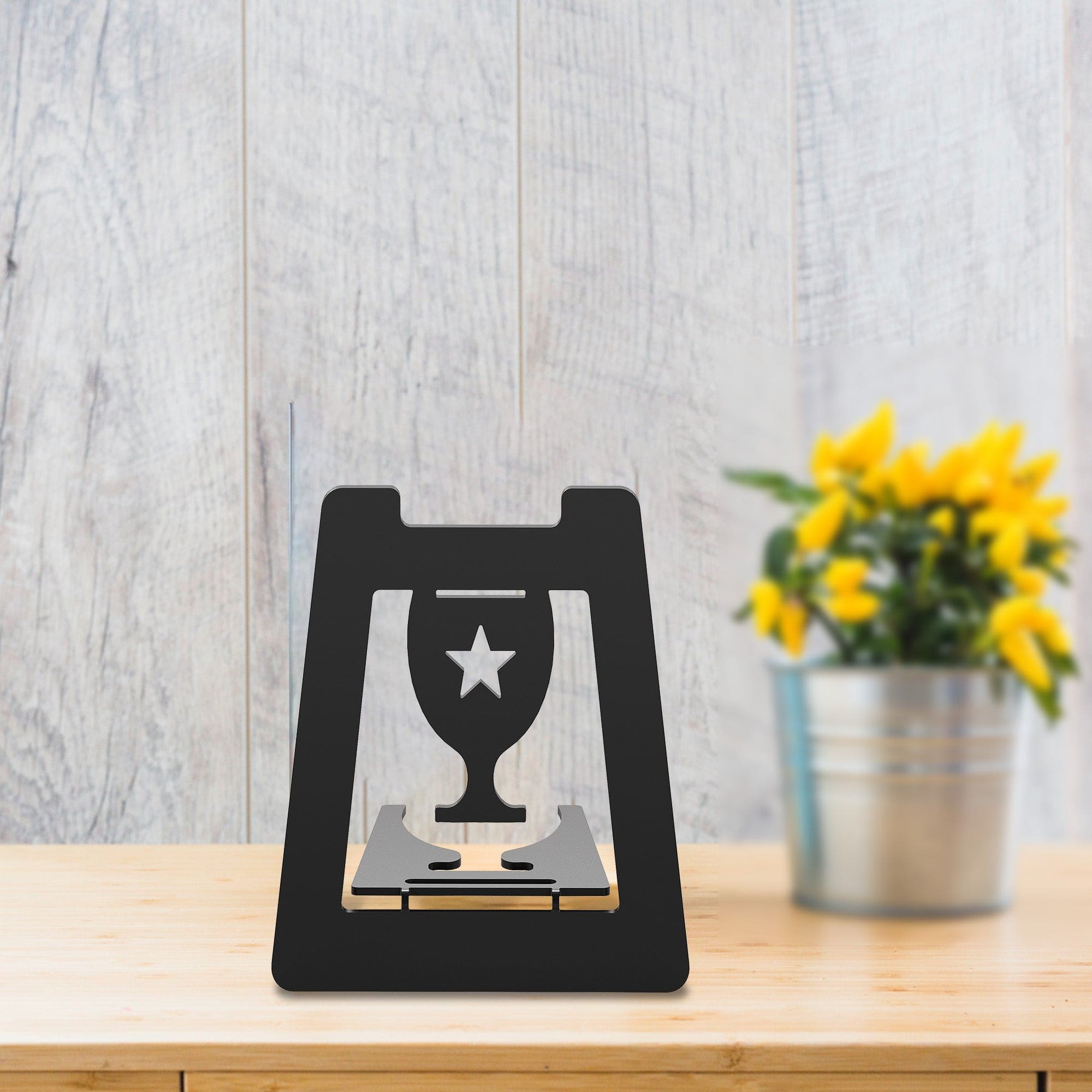 Single Special Medal Table Top Display Holder - Black Metal Glossy Finish
