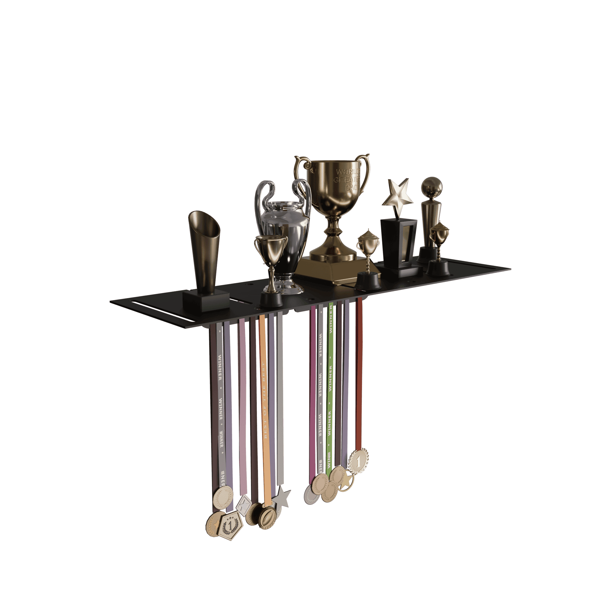 Large Trophy Rack with Medal Hanger