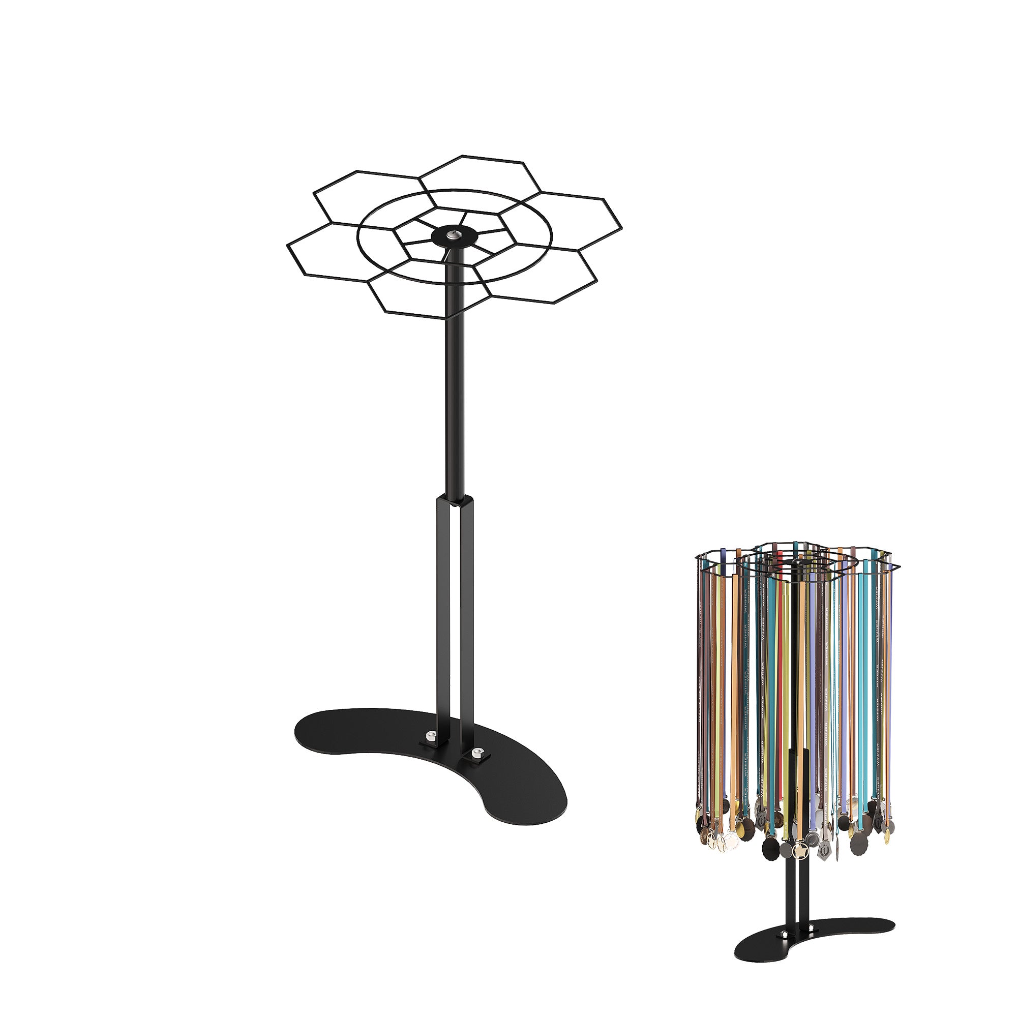 360° Medal Display Stand – Glory Rotating Hanger – Black Glossy – Hang Up to 75 Medals