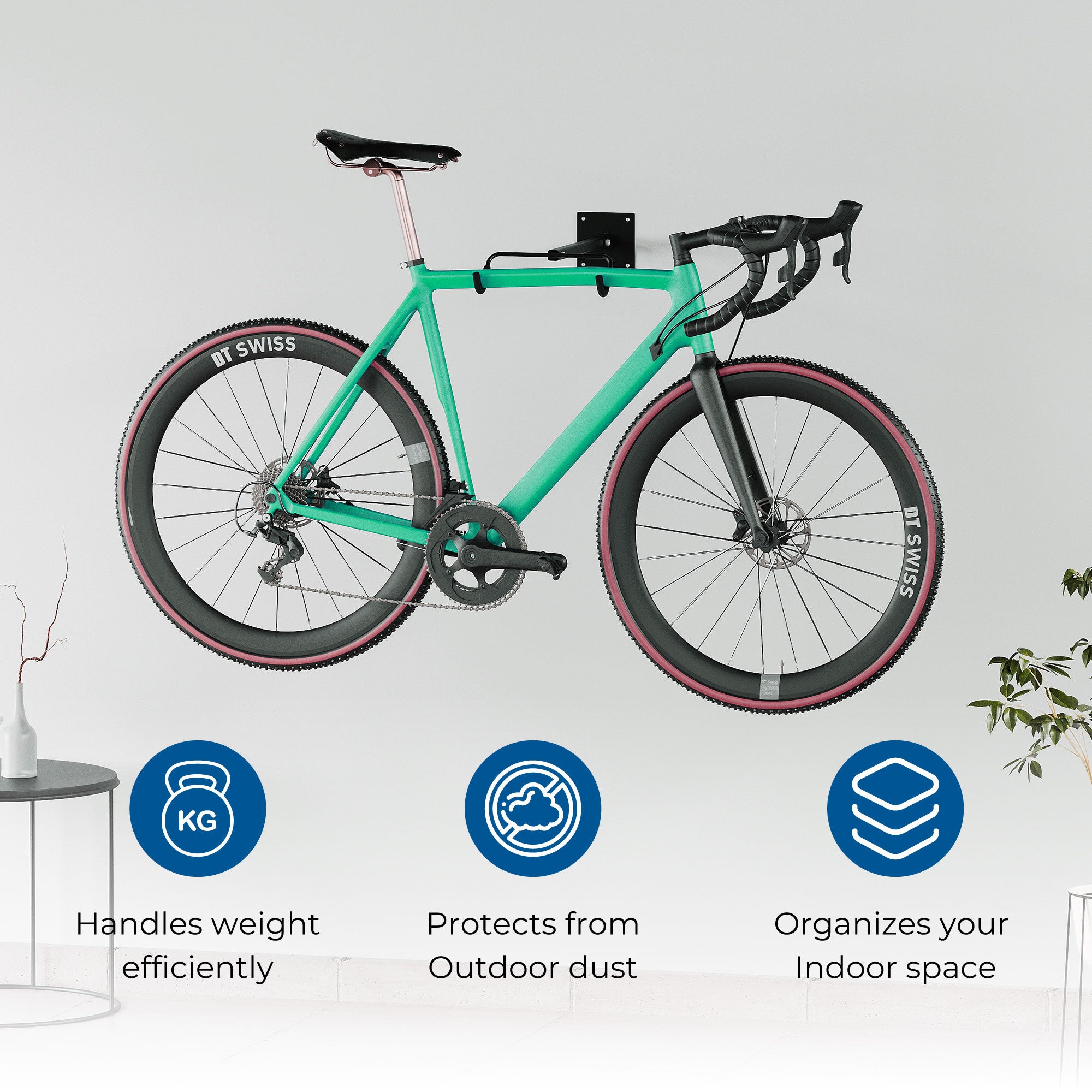 Glory Medal Hangers Foldable Bicycle Wall Mount - Indoor Storage - Heavy-Duty Steel - Holds up to 15 kg