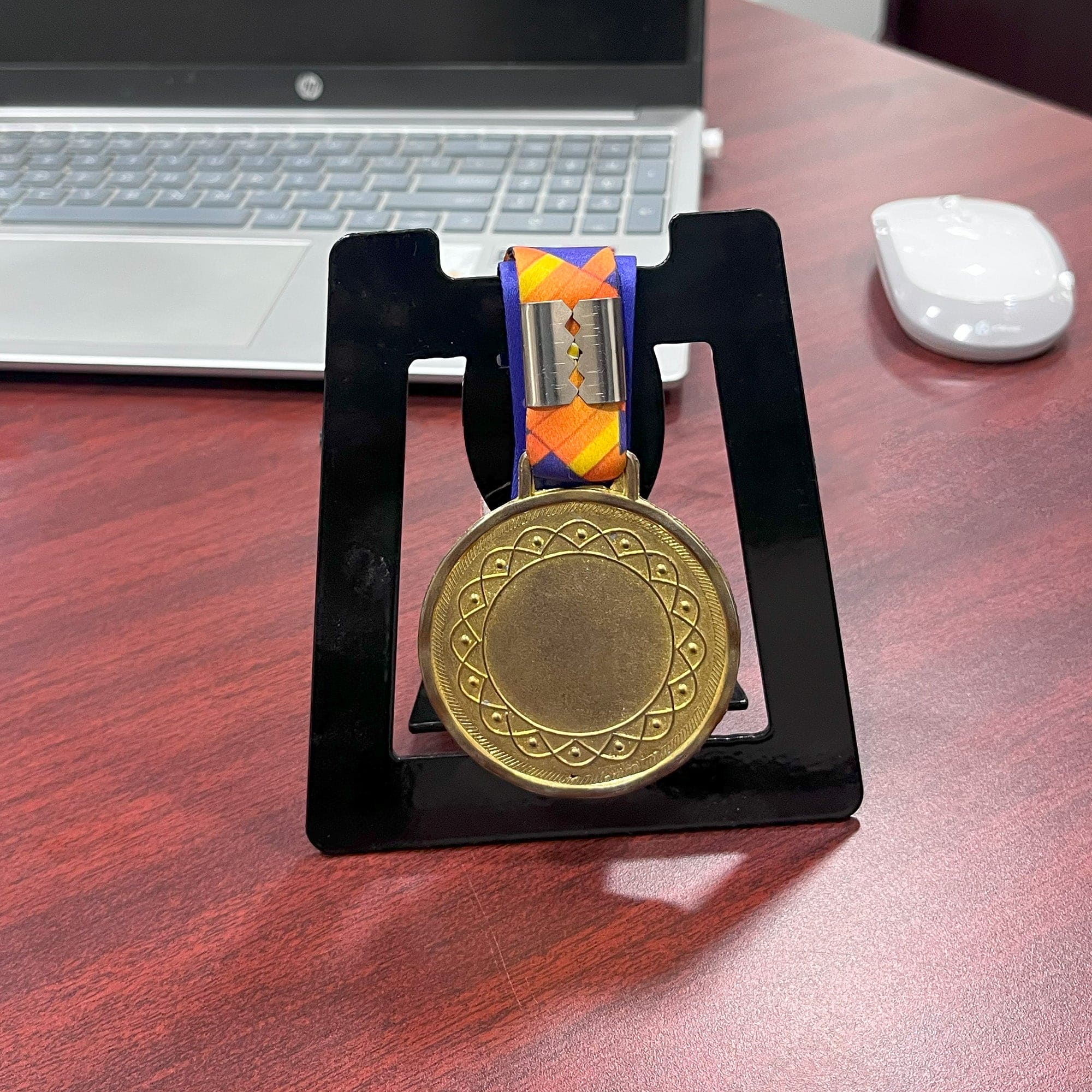 Single Special Medal Table Top Display Holder - Black Metal Glossy Finish