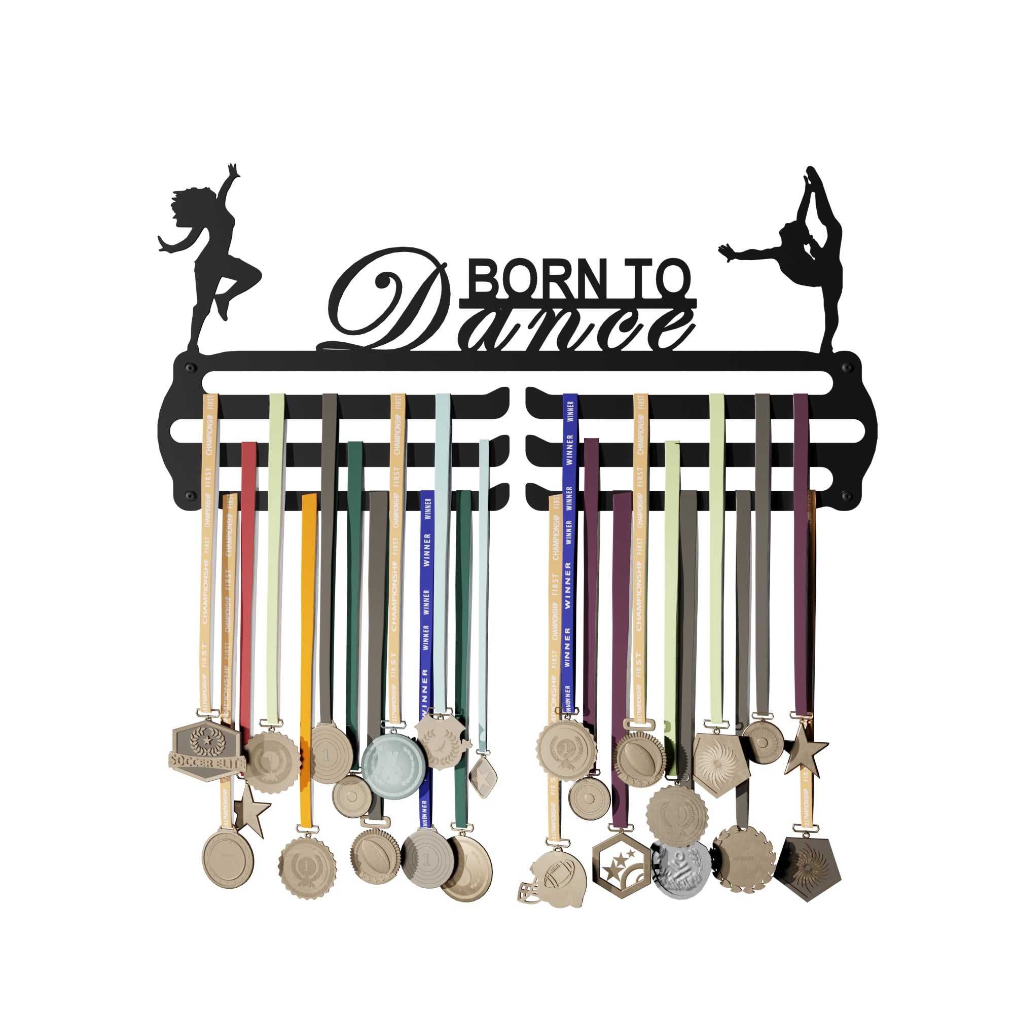 Born To Dance - Hang up to 60+ Medals - Steel (48 * 30 CM) - Glory Medal Hangers Wall Display | Black, Glossy Finish (Copy) (Copy)