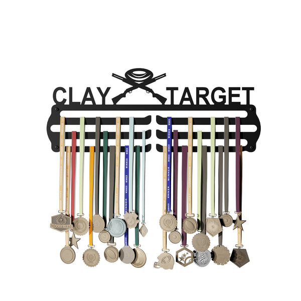 CLAY - Hang up to 60+ Medals - Steel (48 * 30 CM) - Glory Medal Hangers Wall Display | Black, Glossy Finish