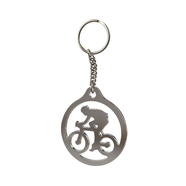 Cycling Metal Sports Keychain – Durable & Stylish Design in Silver color - Perfect for Athletes, Coaches, and Kids