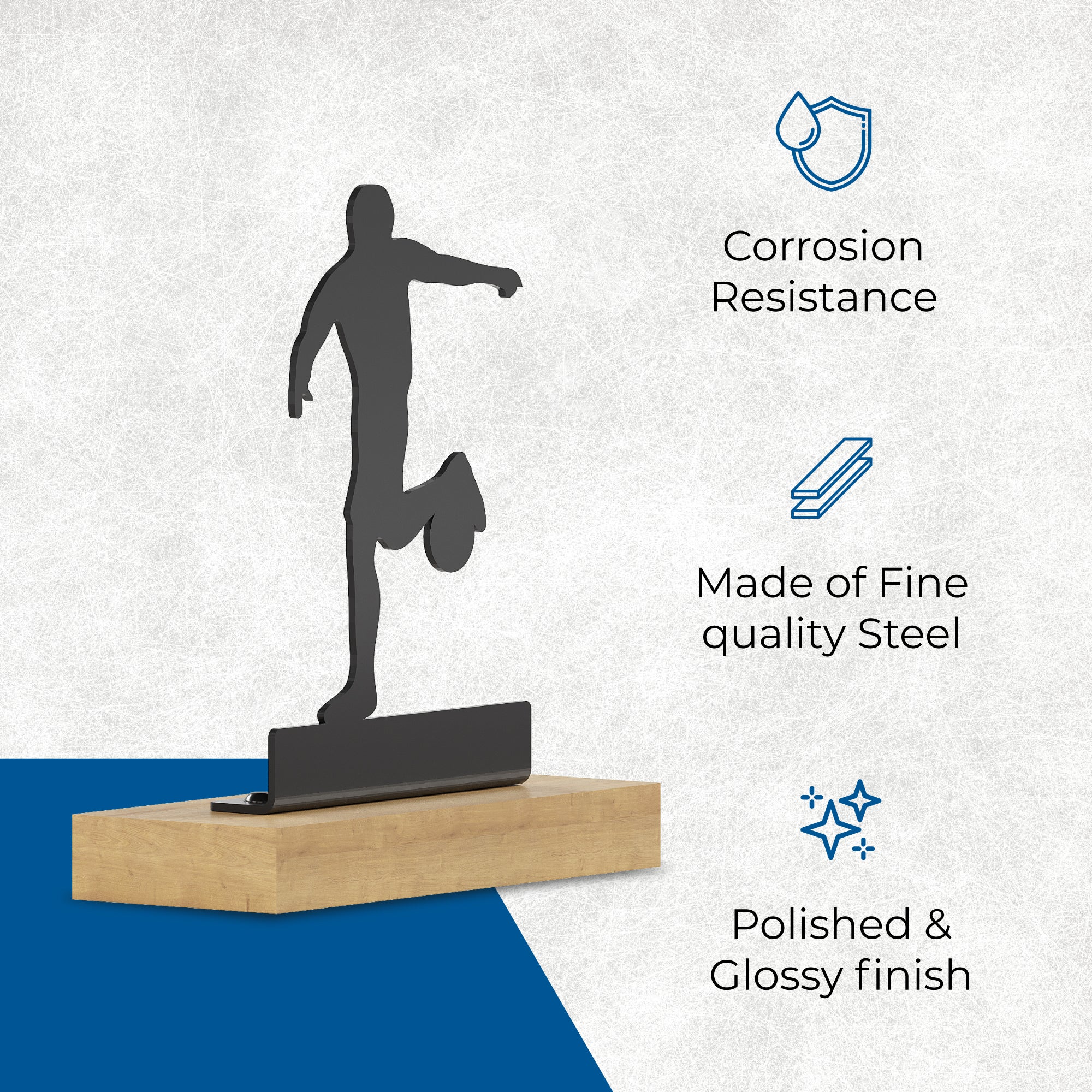 Sports Tabletop Decor -  2 Sports Stand pieces - Black Glossy Metal Table Showpiece | Athlete Figurine| Silhouette Desk Ornaments