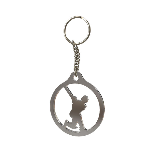 Cricket Metal Sports Keychain – Durable & Stylish Design in Silver color - Perfect for Athletes, Coaches, and Kids.