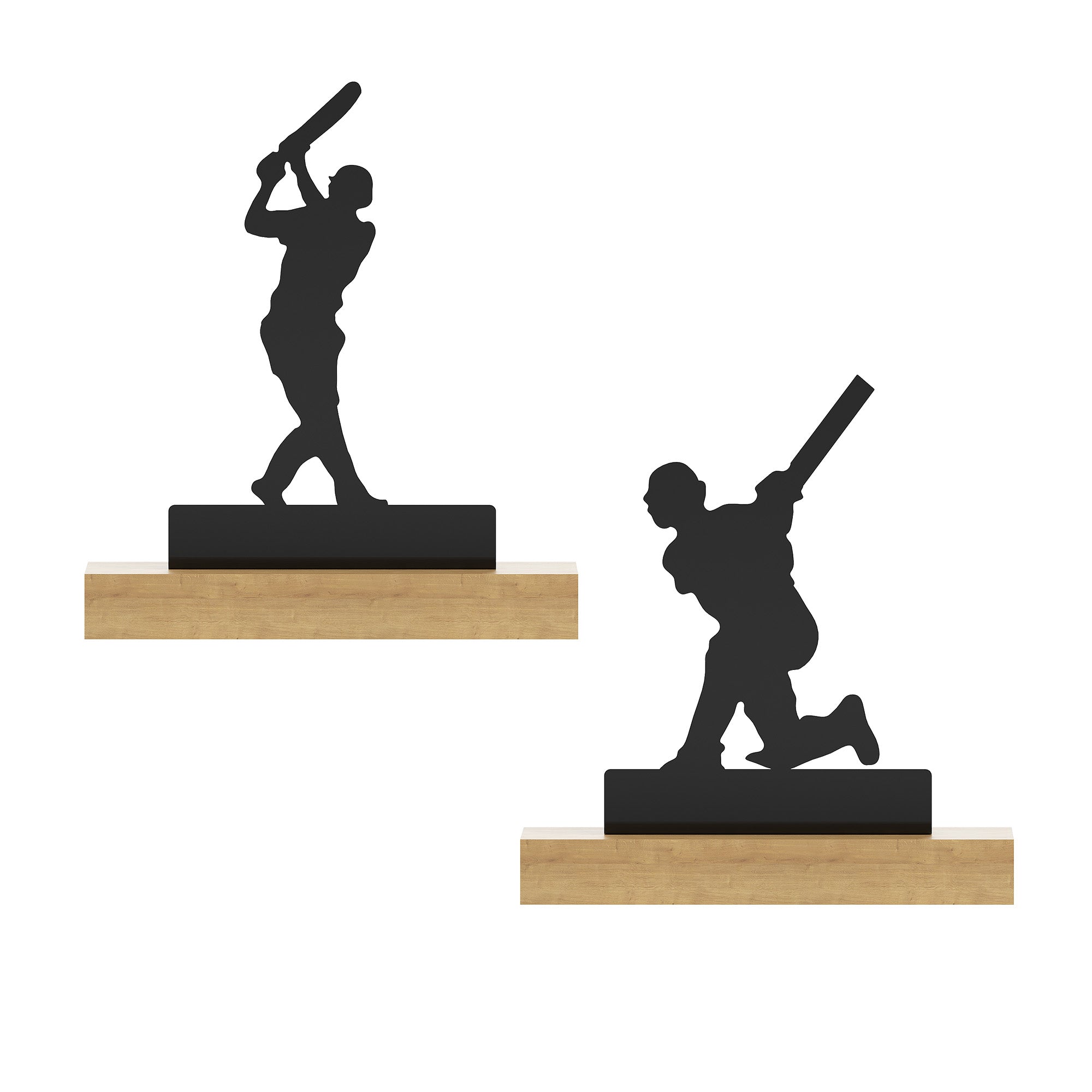 Sports Tabletop Decor -  2 Sports Stand pieces - Black Glossy Metal Table Showpiece | Athlete Figurine| Silhouette Desk Ornaments