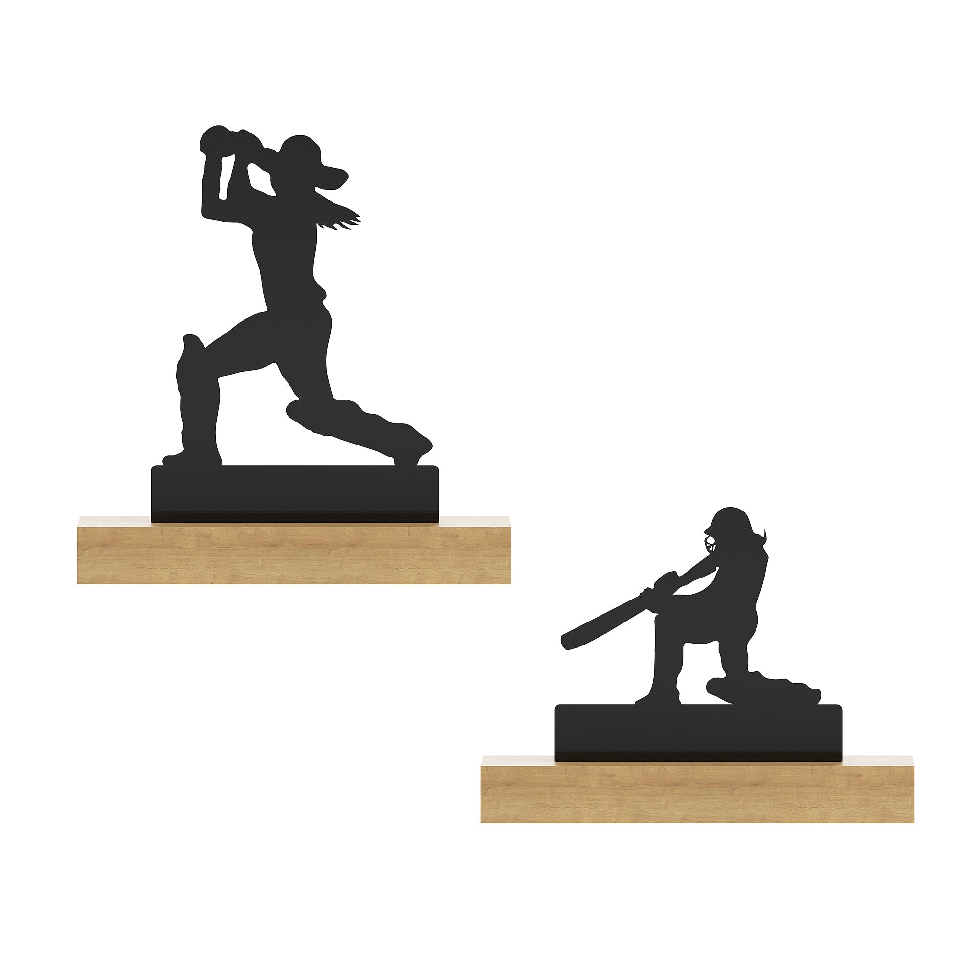 Sports Tabletop Decor -  2 Sports Stand pieces - Black Glossy Metal Table Showpiece | Athlete Figurine| Silhouette Desk Ornaments