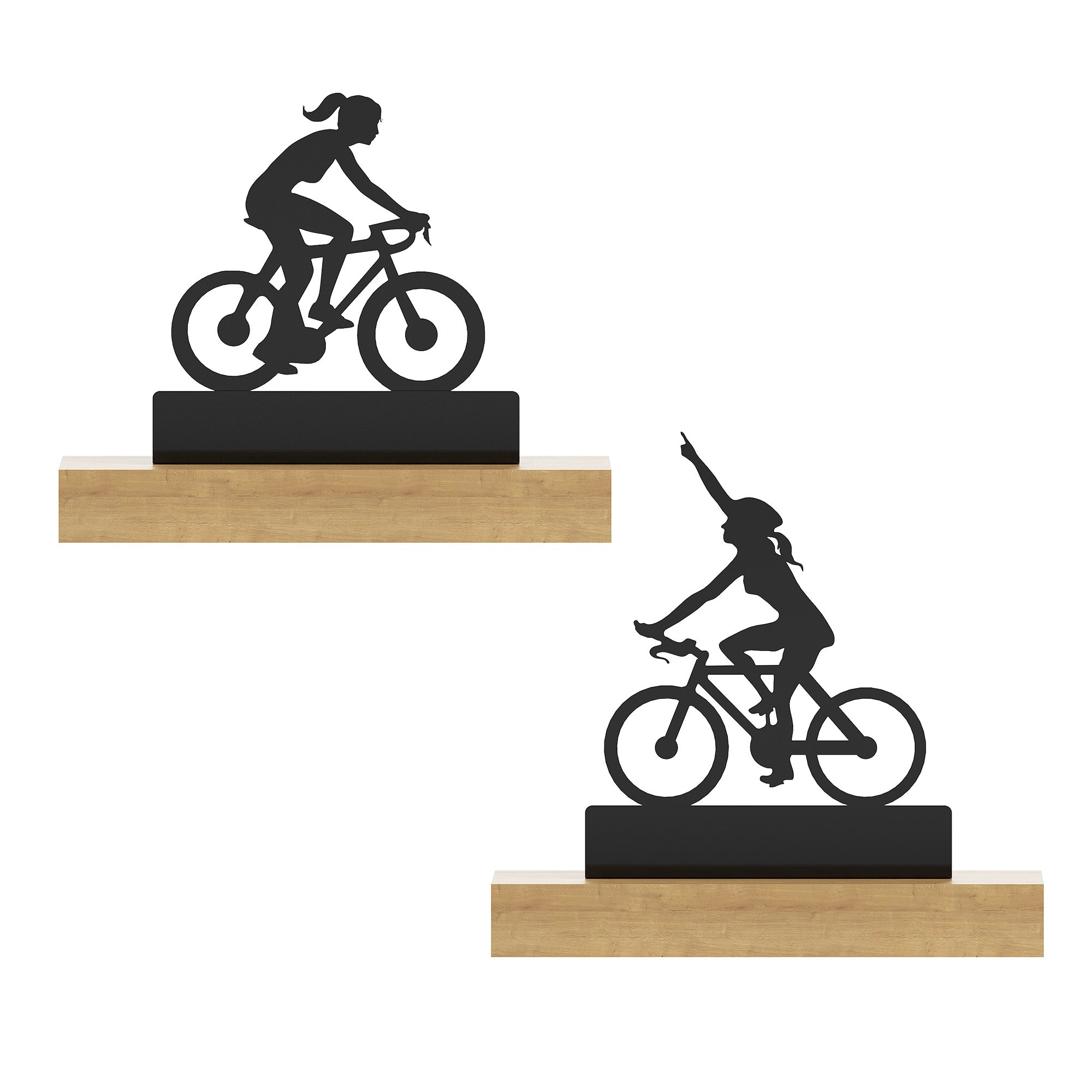 Sports Tabletop Decor -  2 Sports Stand pieces - Black Glossy Metal Table Showpiece | Athlete Figurine| Silhouette Desk Ornaments