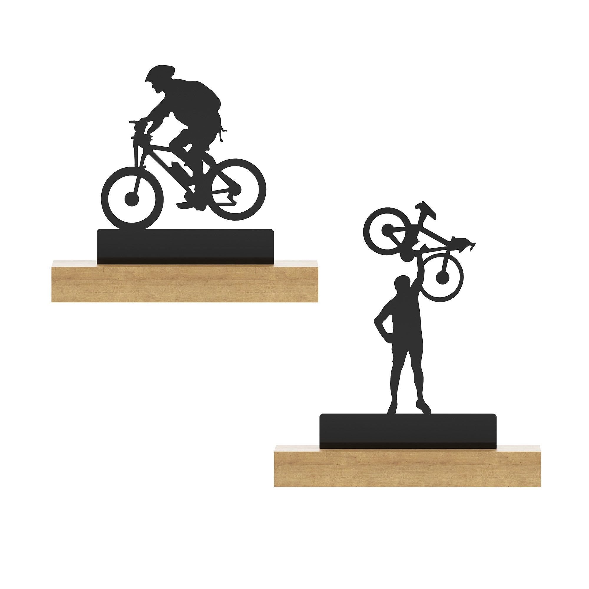 Sports Tabletop Decor -  2 Sports Stand pieces - Black Glossy Metal Table Showpiece | Athlete Figurine| Silhouette Desk Ornaments