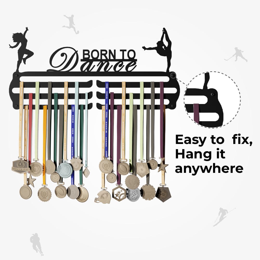 Born To Dance - Hang up to 60+ Medals - Steel (48 * 30 CM) - Glory Medal Hangers Wall Display | Black, Glossy Finish (Copy) (Copy)