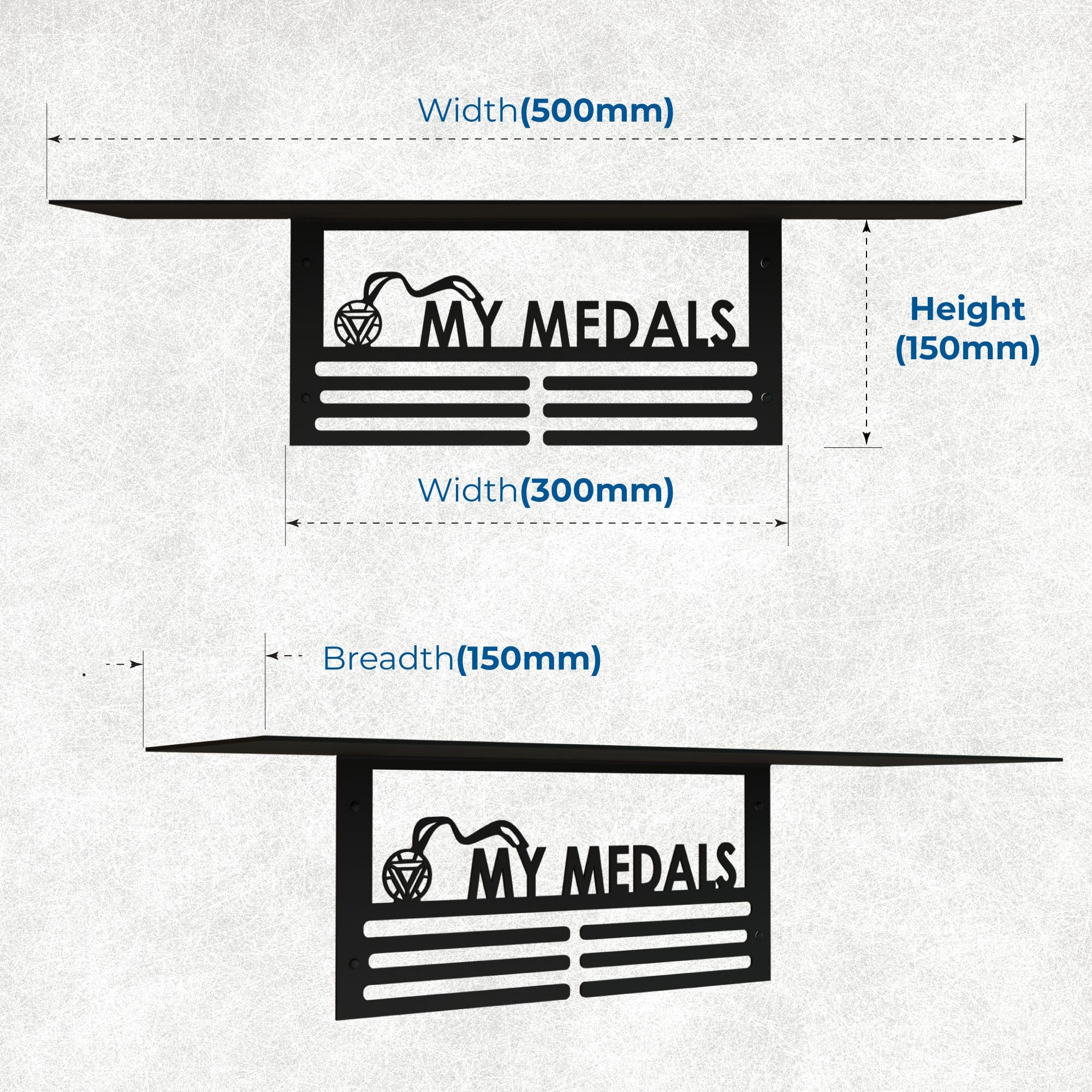 Trophy Rack with Medal Hanger - My Medals Edition – Holds Up to 6 Trophies and 20 Medals – Glossy Black Finish – Metal Display for Sports Achievements – Perfect for Homes, Schools, and Sports Clubs