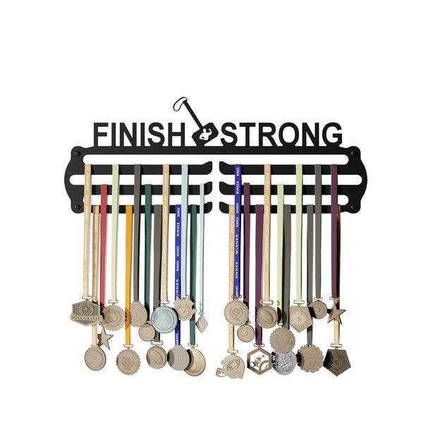 FINISH - Hang up to 60+ Medals - Steel (48 * 30 CM) - Glory Medal Hangers Wall Display | Black, Glossy Finish