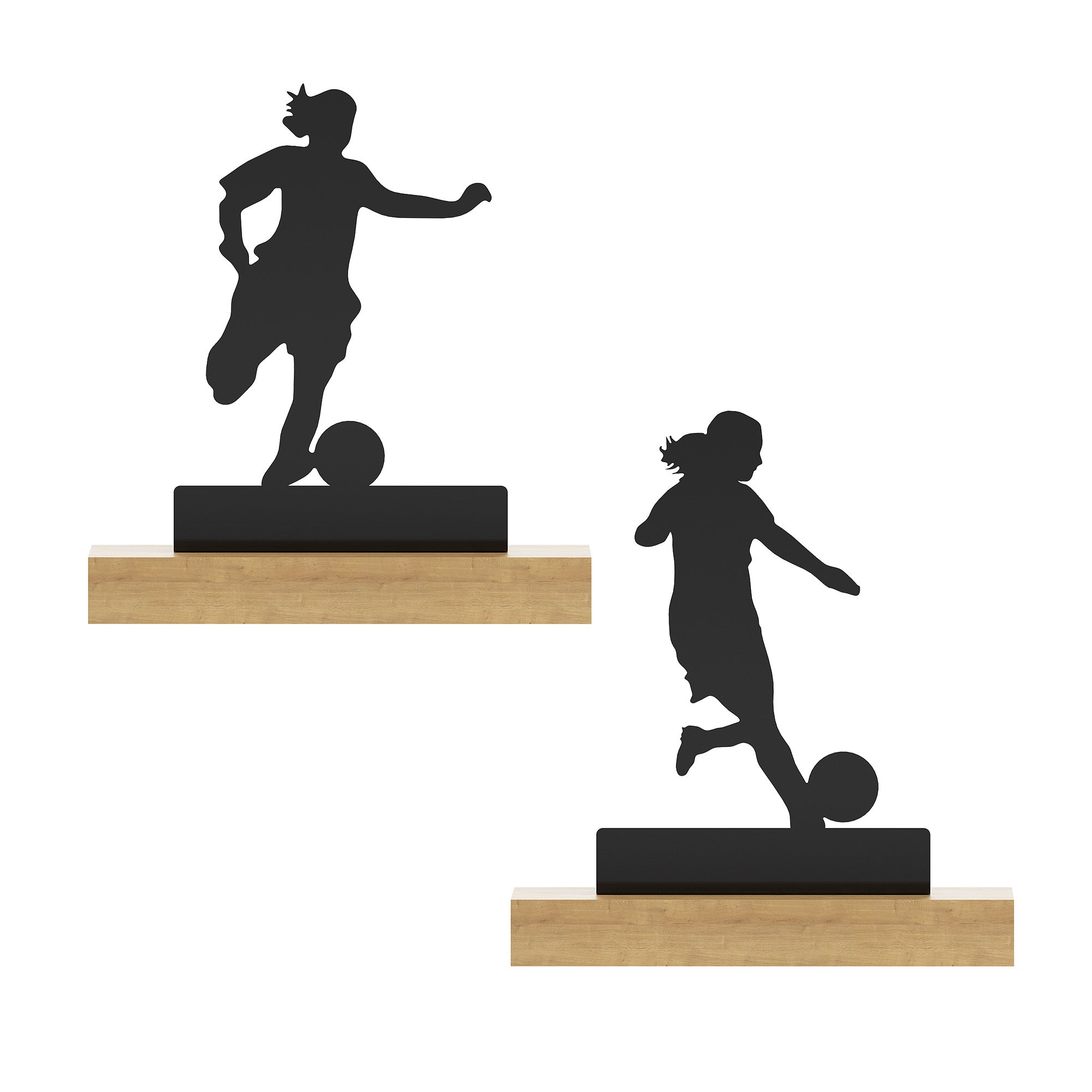 Sports Tabletop Decor -  2 Sports Stand pieces - Black Glossy Metal Table Showpiece | Athlete Figurine| Silhouette Desk Ornaments