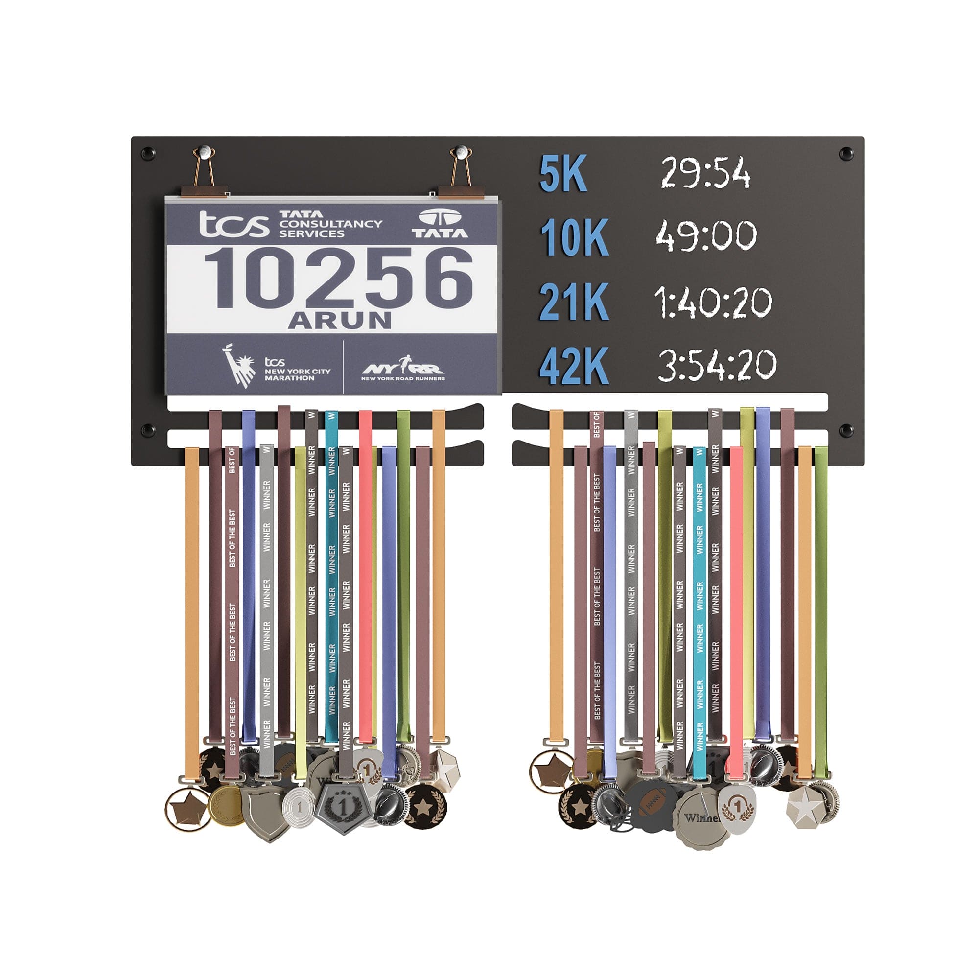 Glory Marathon Bib & Medal Display Hanger | Running & Sports Achievement Holder | Hold Upto 40 Medals