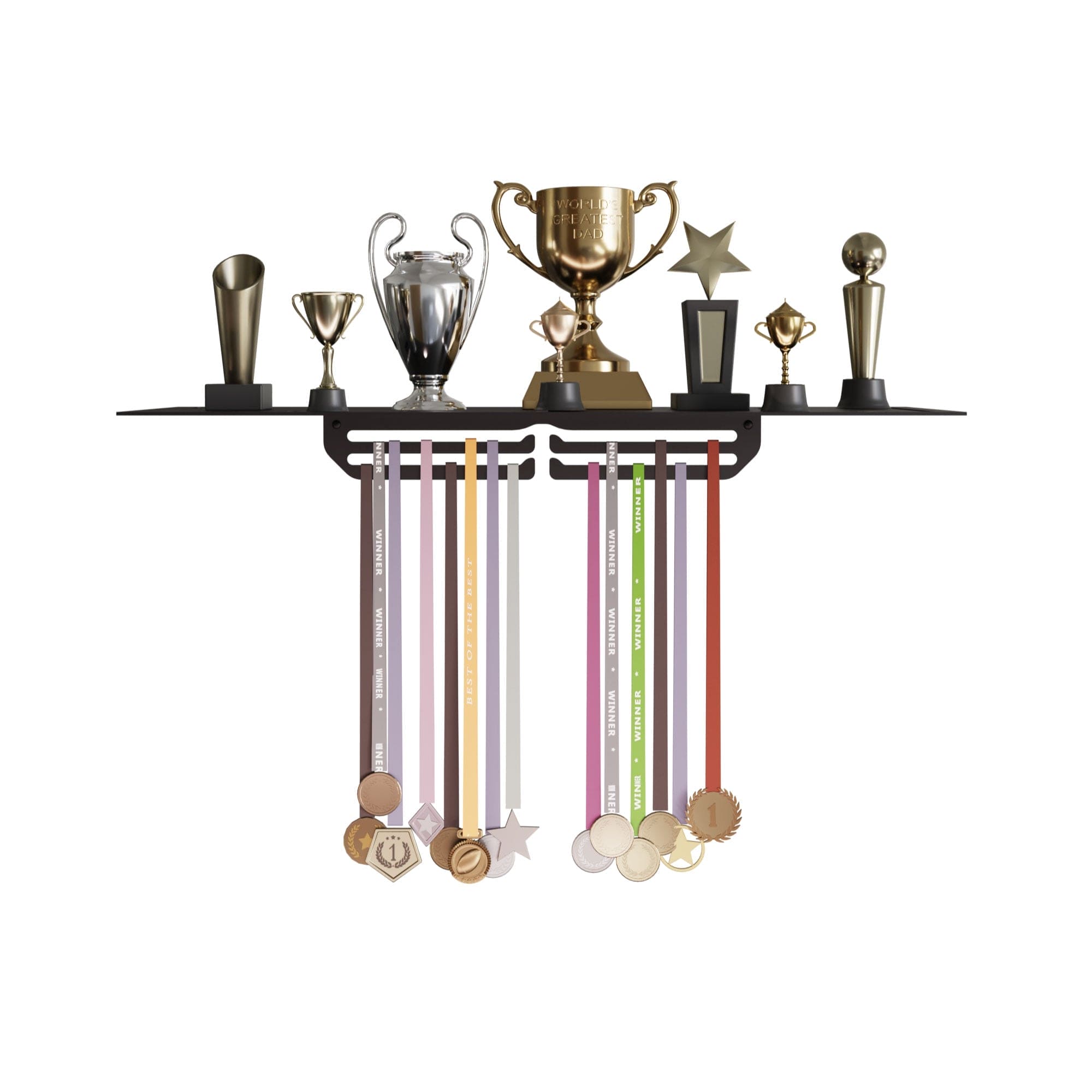 Large Trophy Rack with Medal Hanger