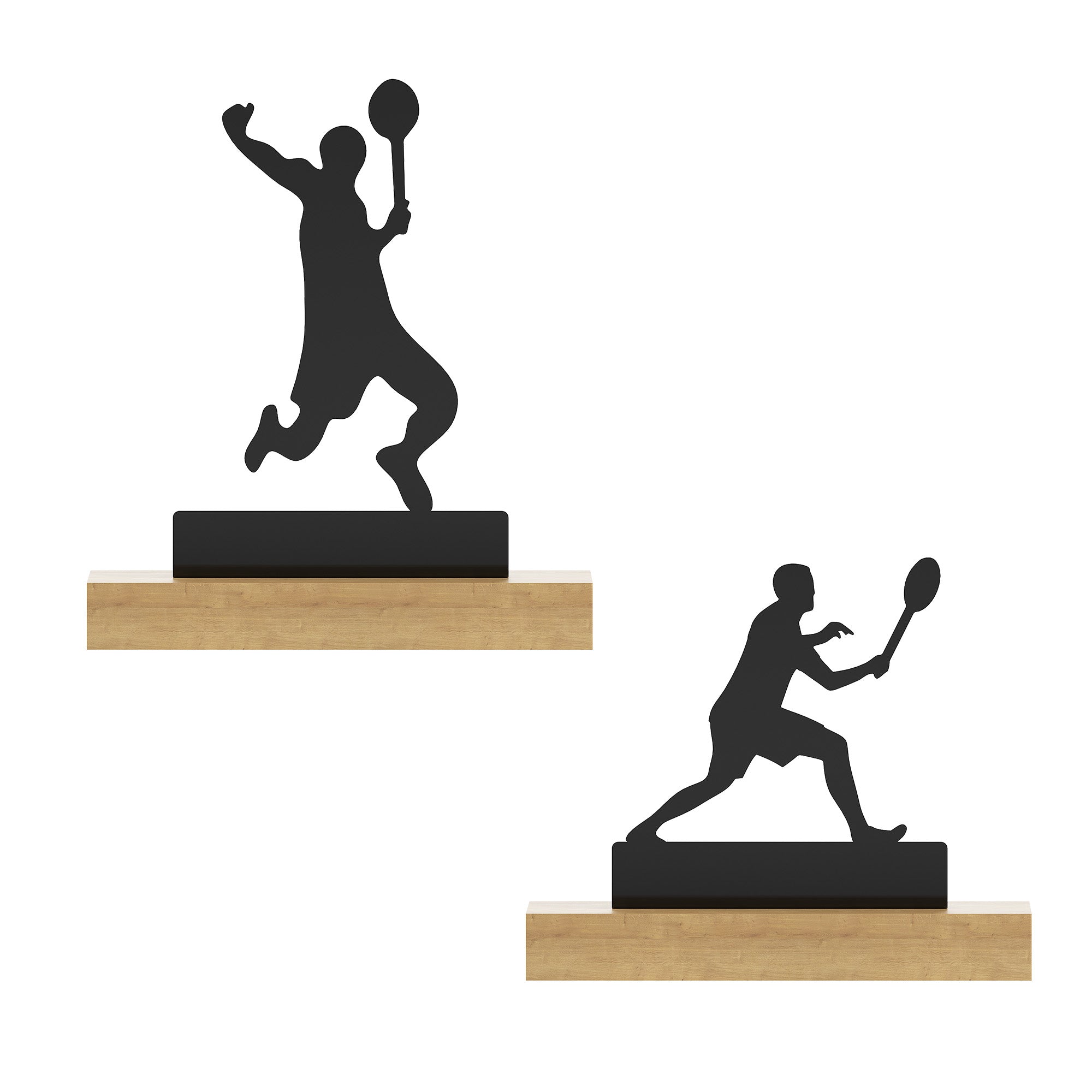 Sports Tabletop Decor -  2 Sports Stand pieces - Black Glossy Metal Table Showpiece | Athlete Figurine| Silhouette Desk Ornaments