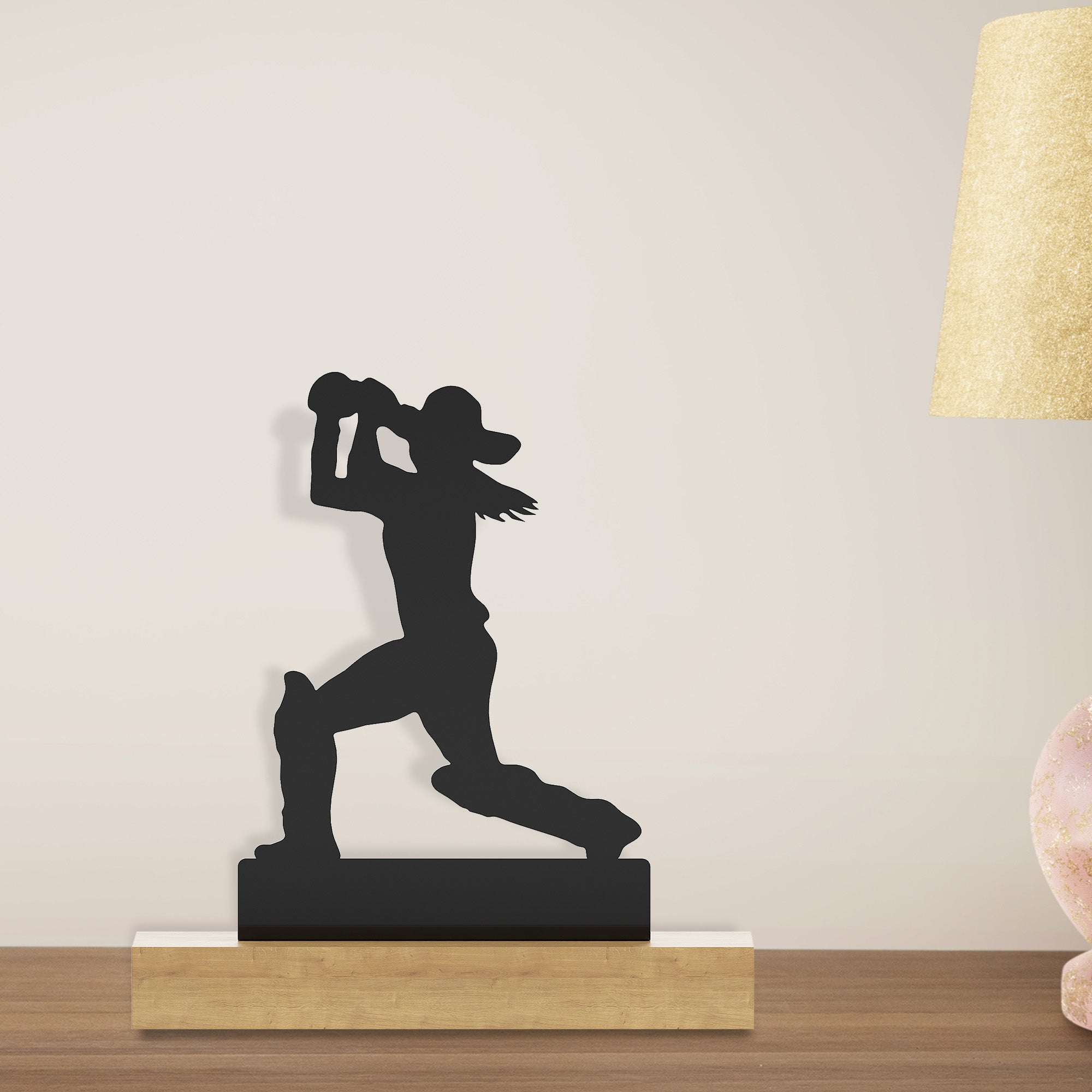 Sports Tabletop Decor -  2 Sports Stand pieces - Black Glossy Metal Table Showpiece | Athlete Figurine| Silhouette Desk Ornaments