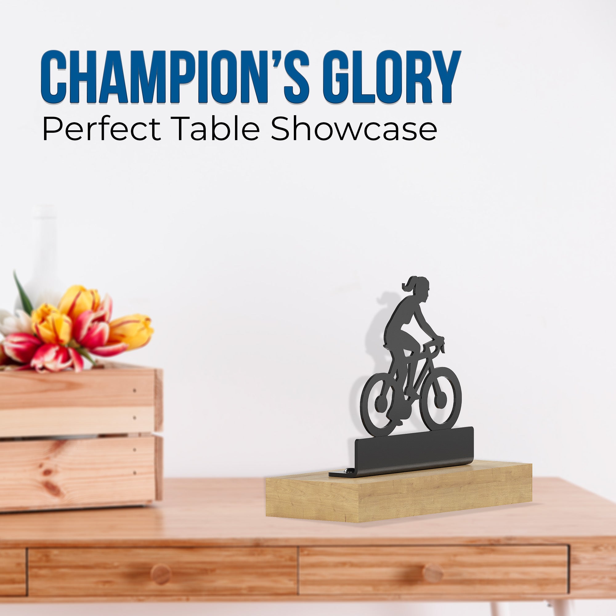 Sports Tabletop Decor -  2 Sports Stand pieces - Black Glossy Metal Table Showpiece | Athlete Figurine| Silhouette Desk Ornaments