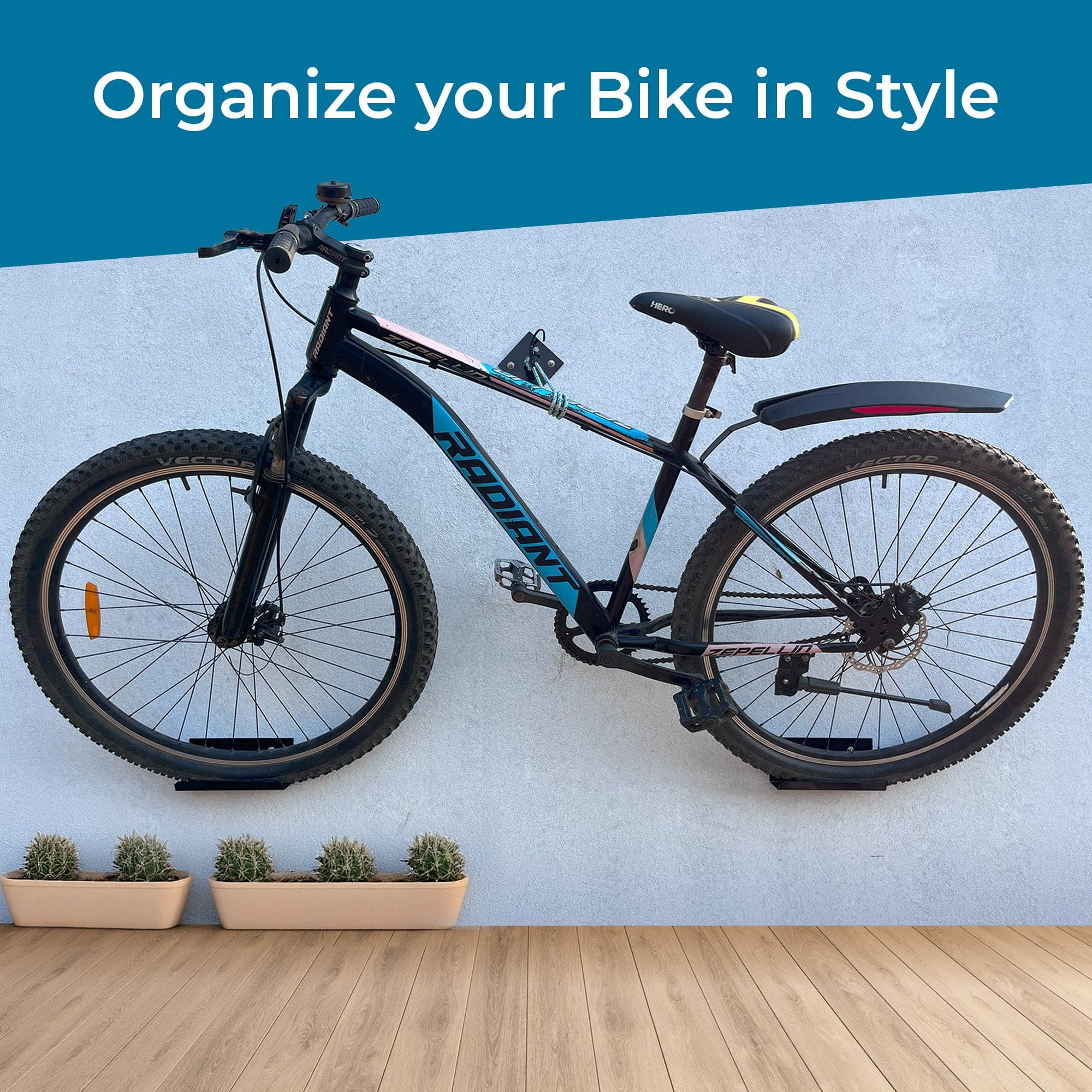 Triangle Bicycle Wall Mount  - Space-Saving Indoor/Outdoor Bike Storage - Holds Up to 20kg