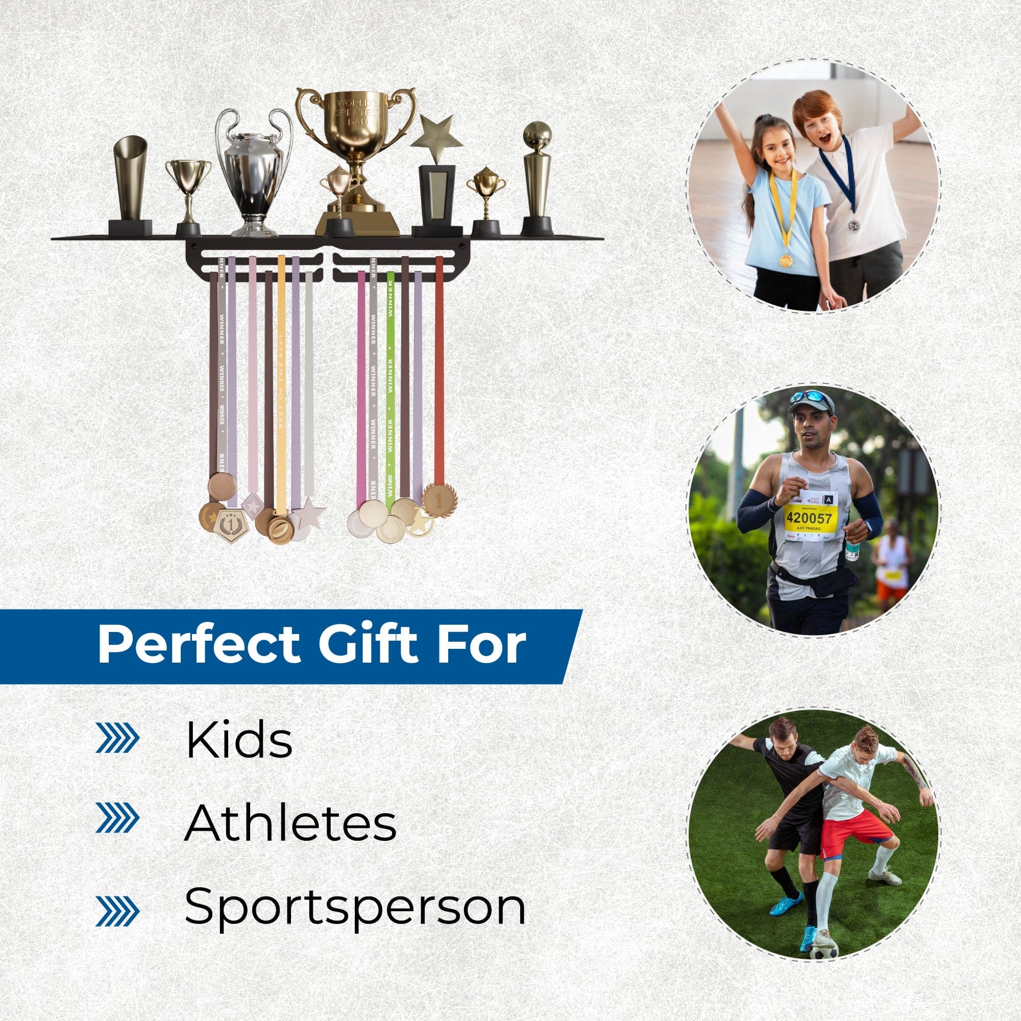 Large Trophy Rack with Medal Hanger