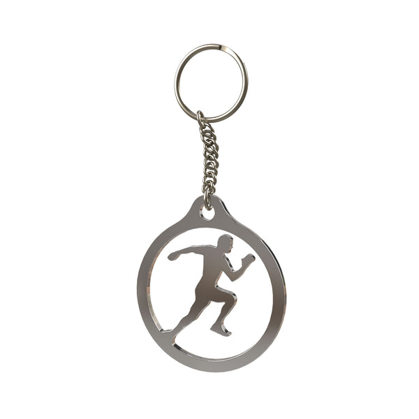 Running Metal Sports Keychain – Durable & Stylish Design in Silver color - Perfect for Athletes, Coaches, and Kids.