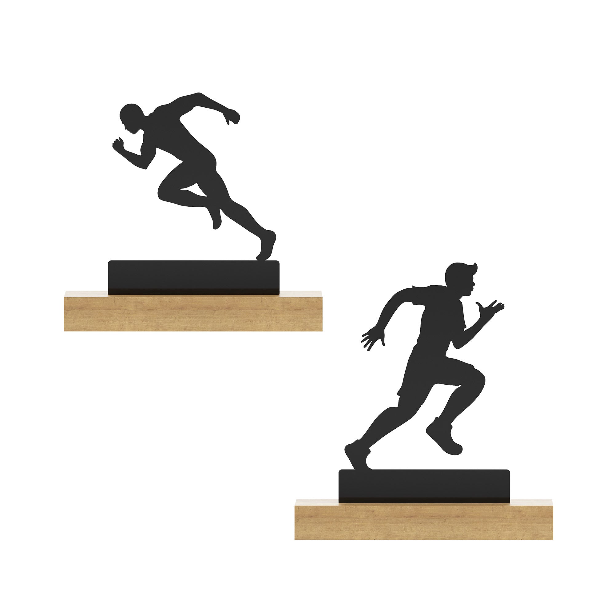 Sports Tabletop Decor -  2 Sports Stand pieces - Black Glossy Metal Table Showpiece | Athlete Figurine| Silhouette Desk Ornaments