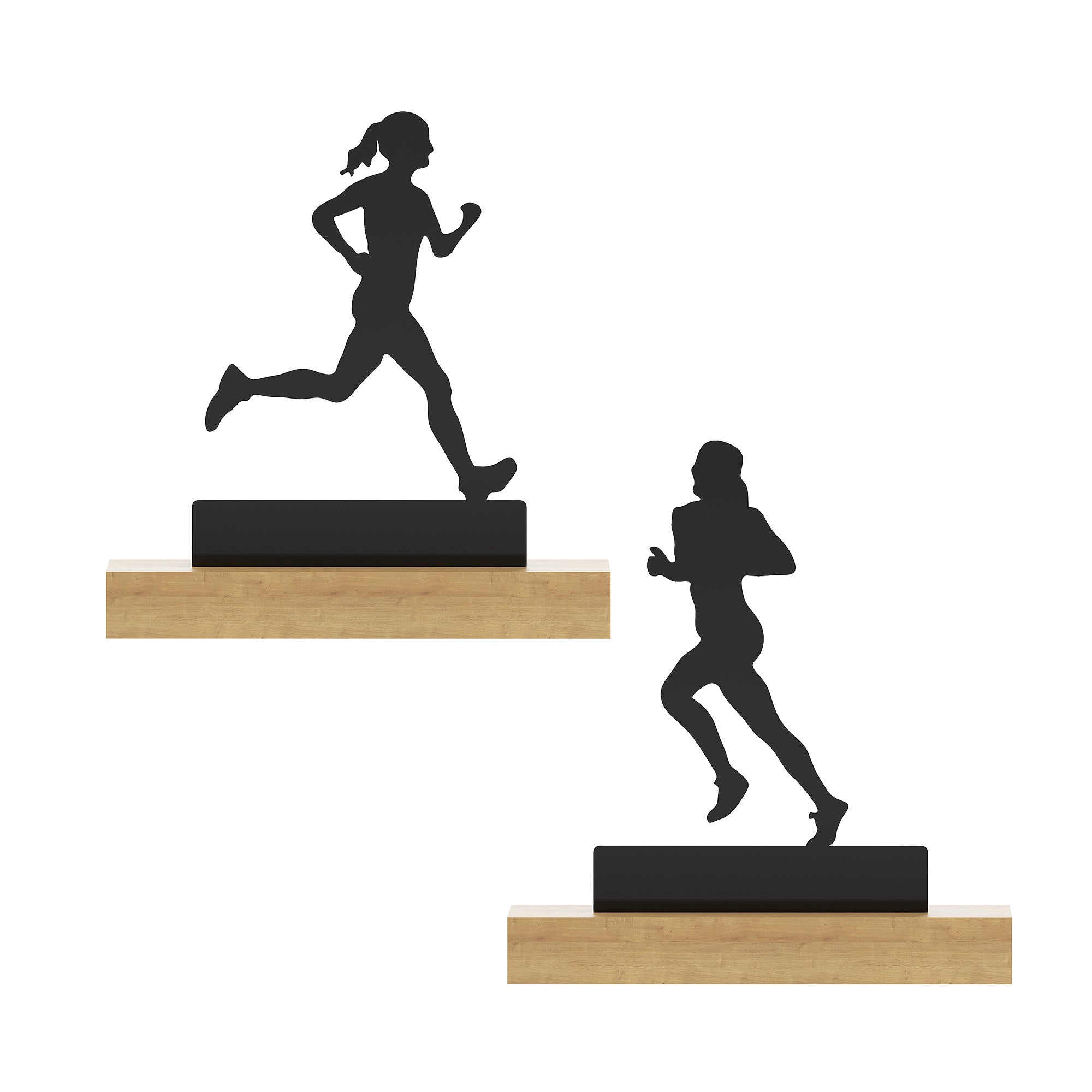 Sports Tabletop Decor -  2 Sports Stand pieces - Black Glossy Metal Table Showpiece | Athlete Figurine| Silhouette Desk Ornaments