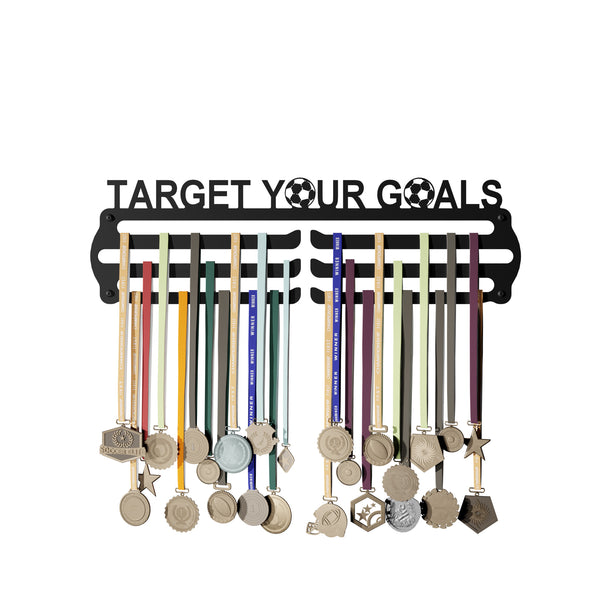 TARGET - Hang up to 60+ Medals - Steel (48 * 30 CM) - Glory Medal Hangers Wall Display | Black, Glossy Finish