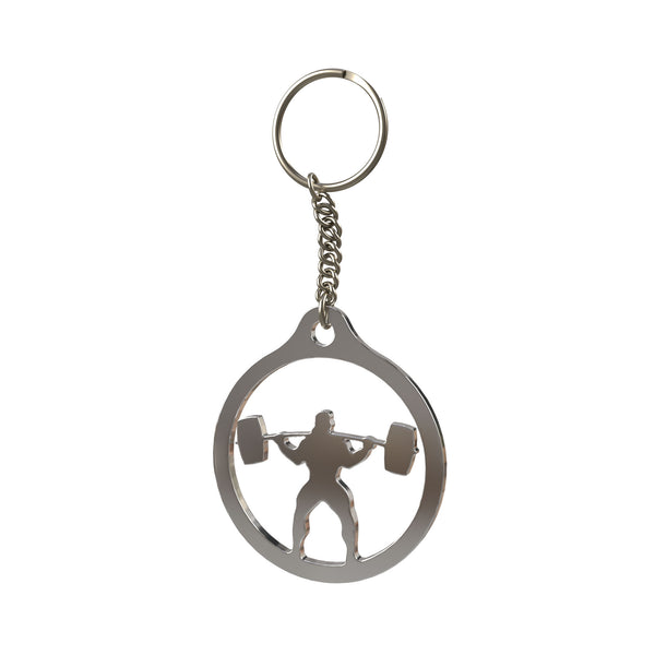 Powerlifting Metal Sports Keychain – Durable & Stylish Design in Silver color - Perfect for Athletes, Coaches, and Fitness Enthusiasts