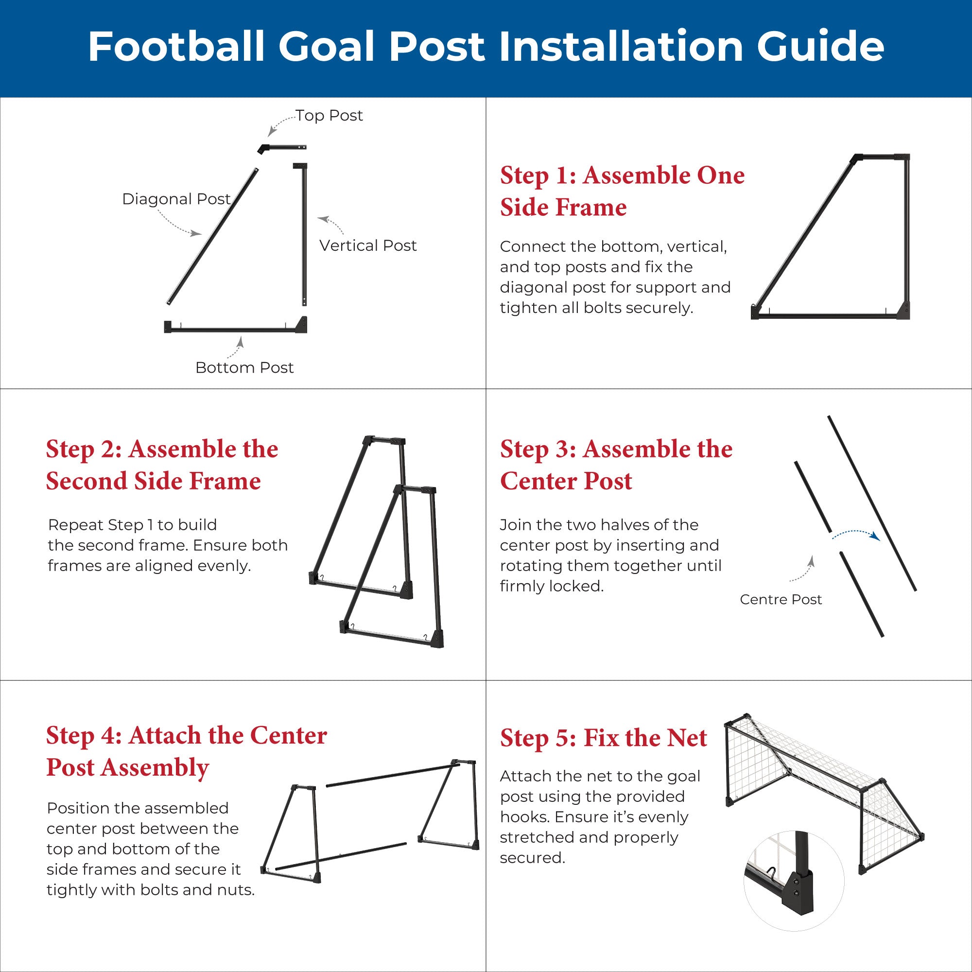 Glory Medal Hangers Kids Football Goal Post | Durable Frame & Strong Net | Sports Training & Fun for Boys & Girls