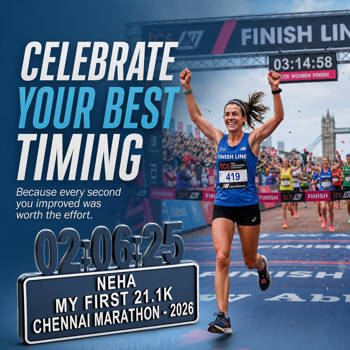 Personalized Marathon Fridge Magnet for Runners | Custom Running Achievement with Name, Best Timing, Event & Year
