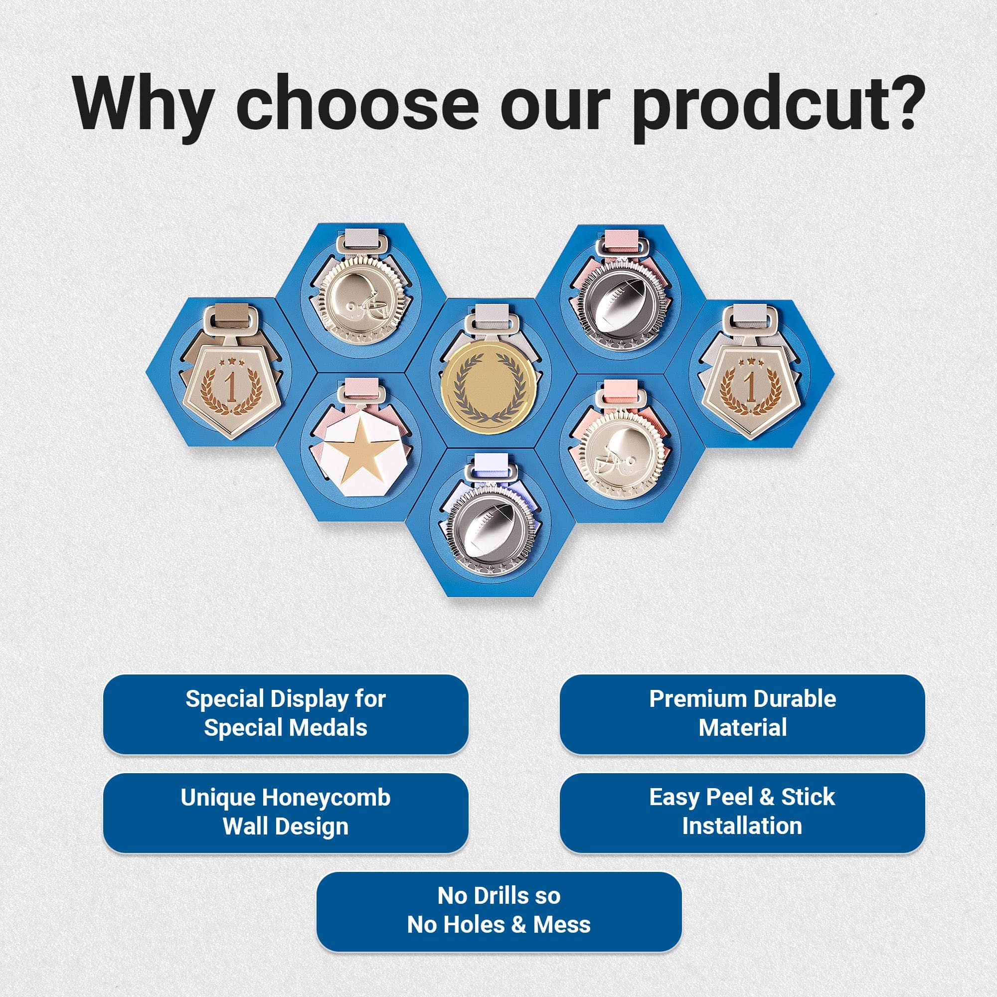 Glory Medal Hangers Special Hexagon Single Medal Holder | Special Medal Holder